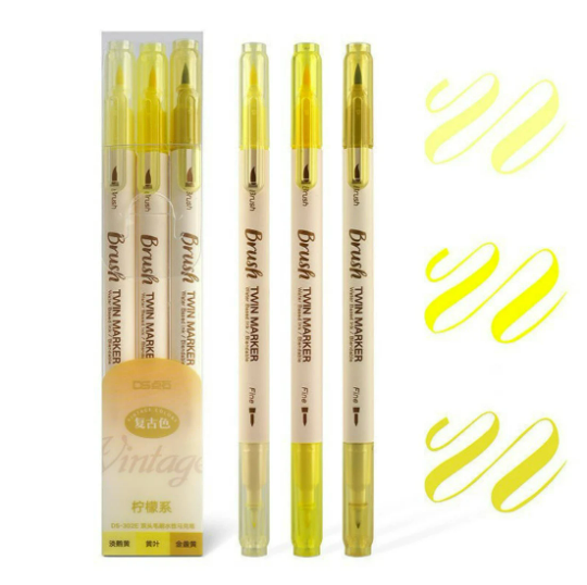 Brush Twin Marker Pen Set|Double-Side Pen set|Calligraphy Pen| Hand Lettering: Blue set