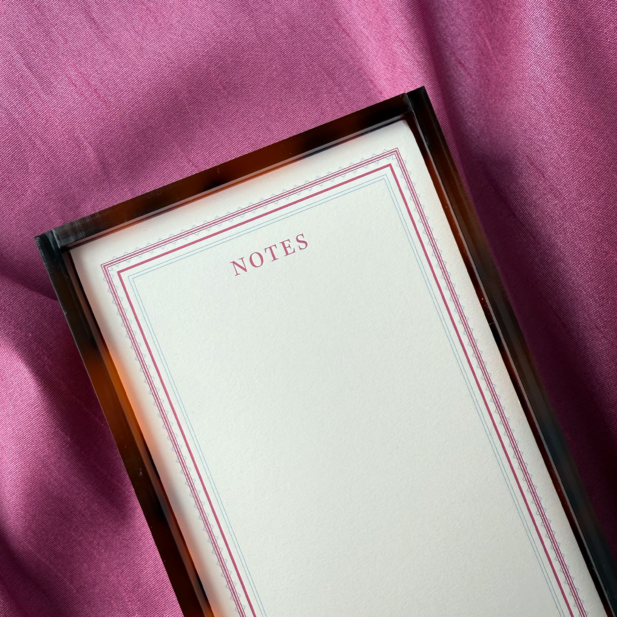 Tortoiseshell Acrylic Tray and Notepad - Pastel Pink