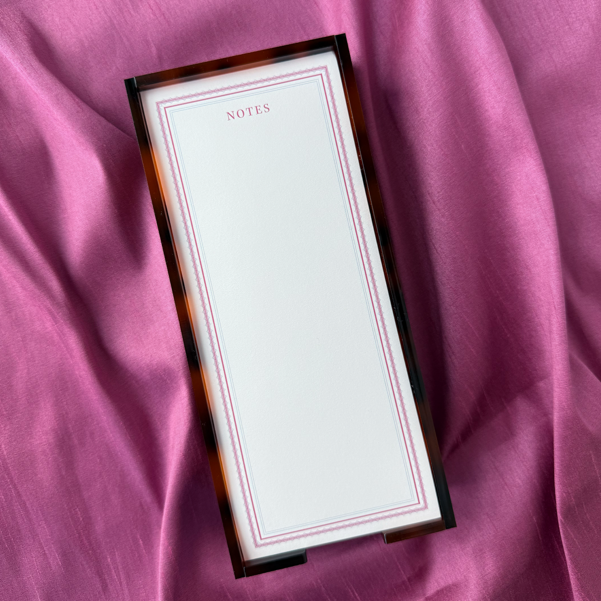 Tortoiseshell Acrylic Tray and Notepad - Pastel Pink
