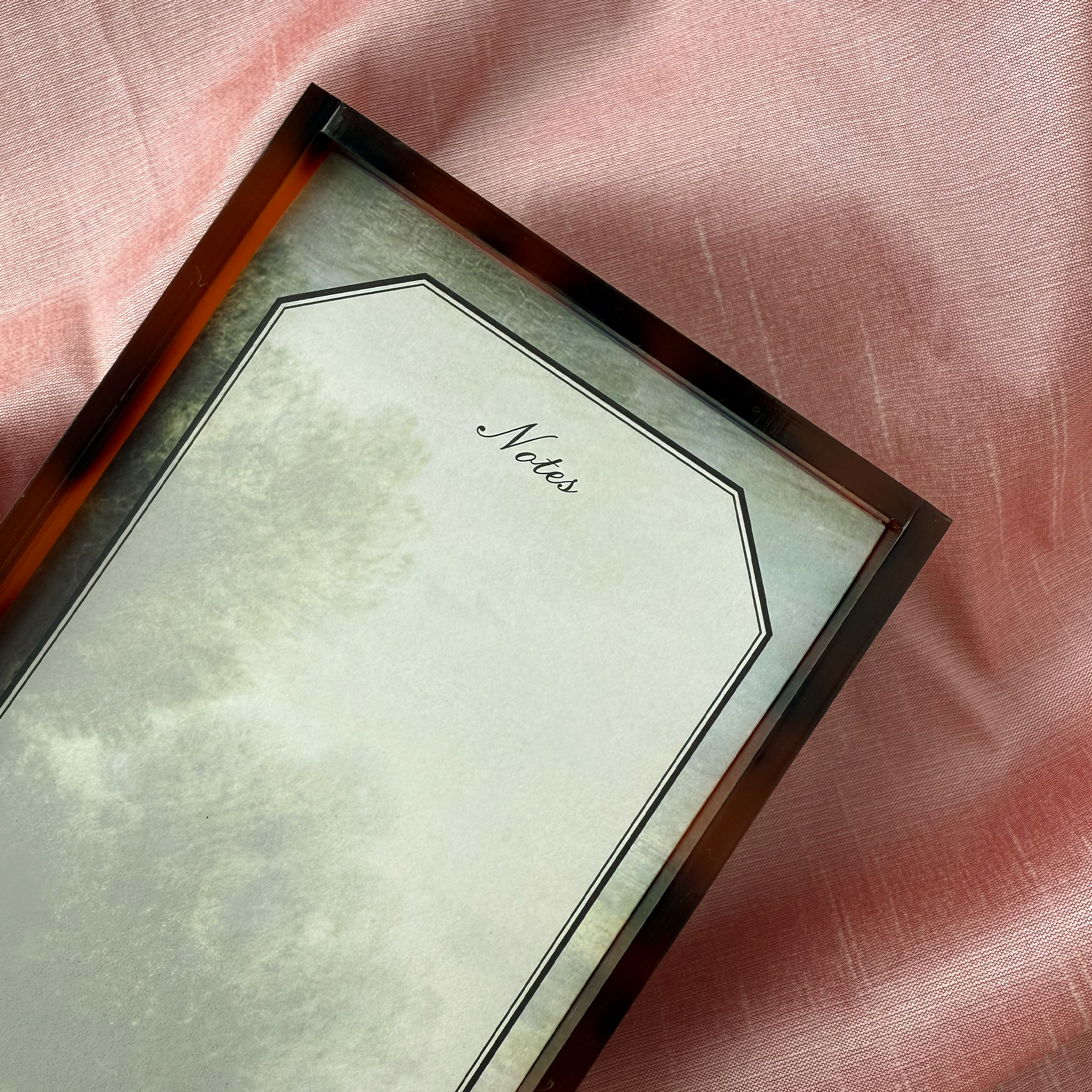 Tortoiseshell Acrylic Tray and Notepad - Landsape painting