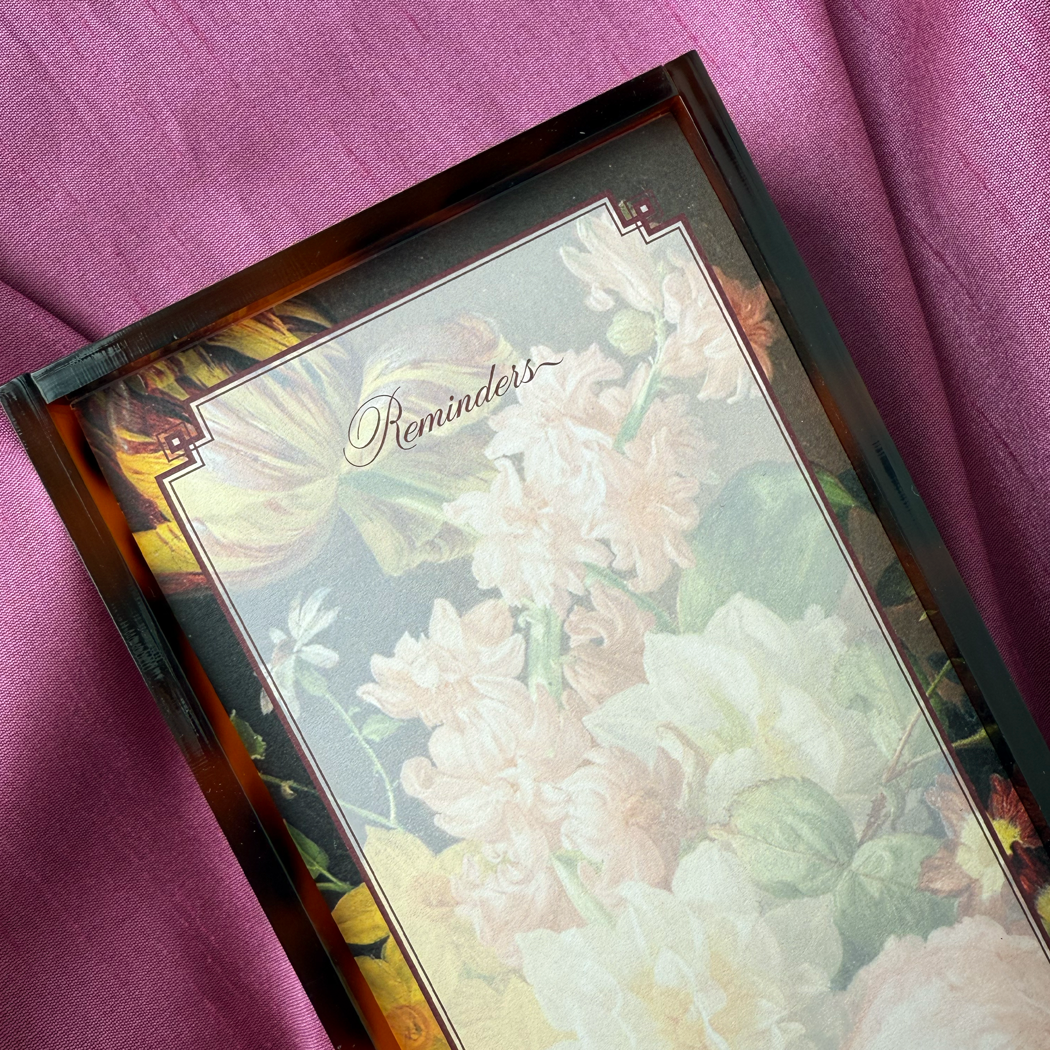 Tortoiseshell Acrylic Tray and Notepad - Fall Floral