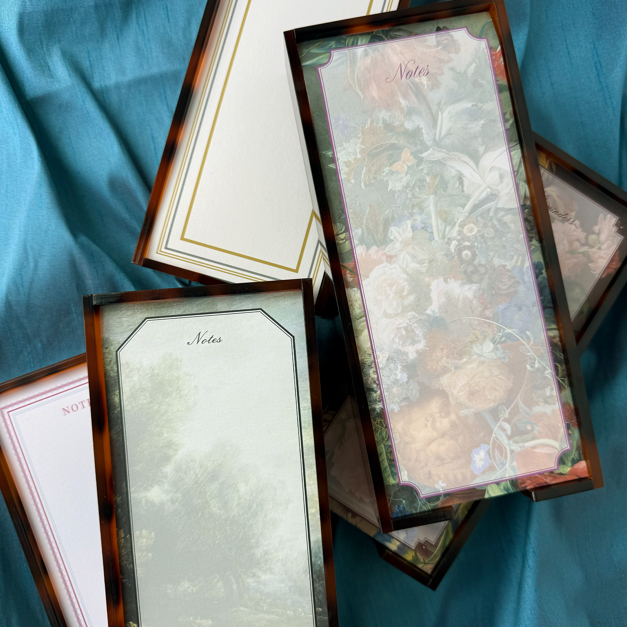 Tortoiseshell Acrylic Tray and Notepad - Pastel Pink