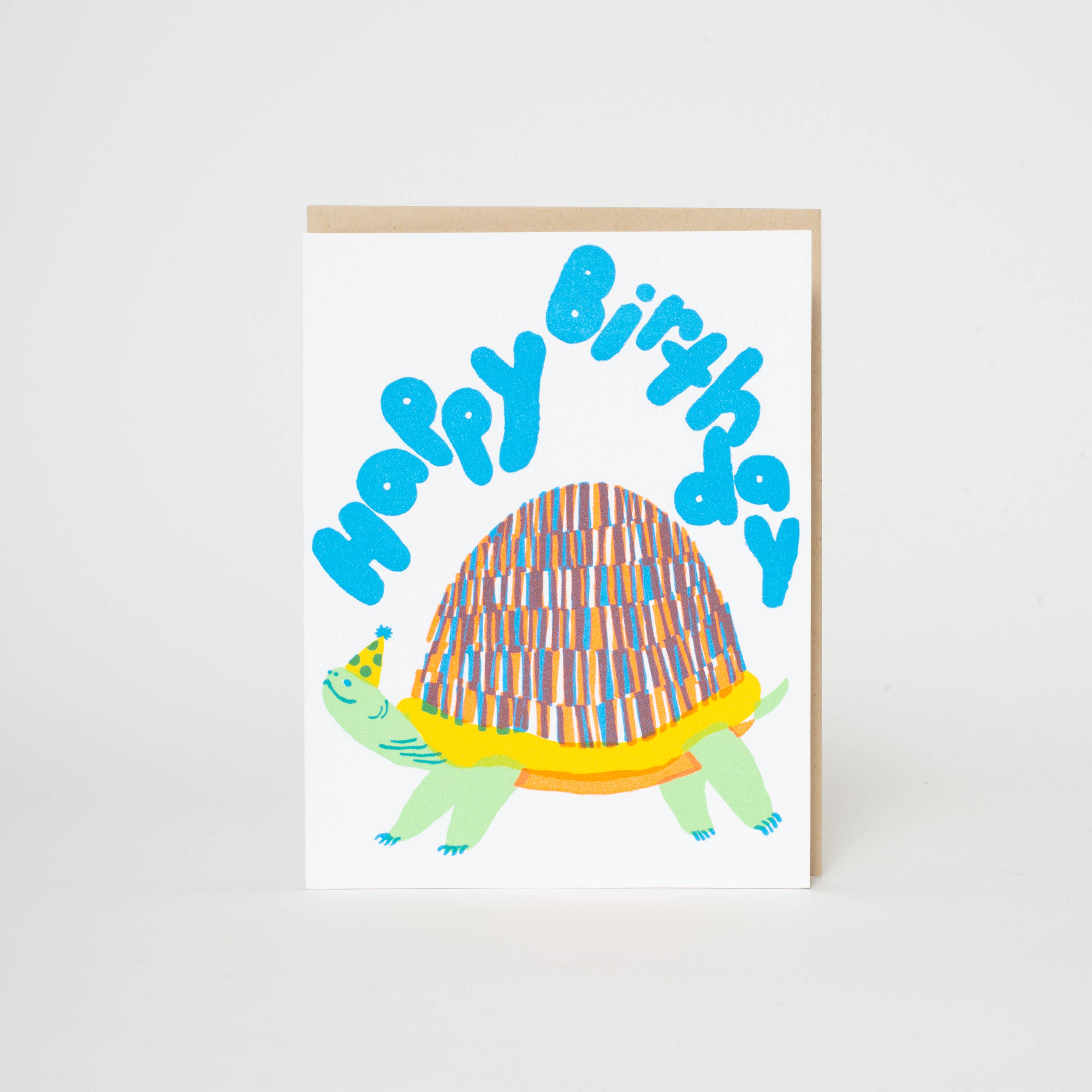 Turtle Birthday Letterpress Greeting Card by Egg Press: Plastic sleeve