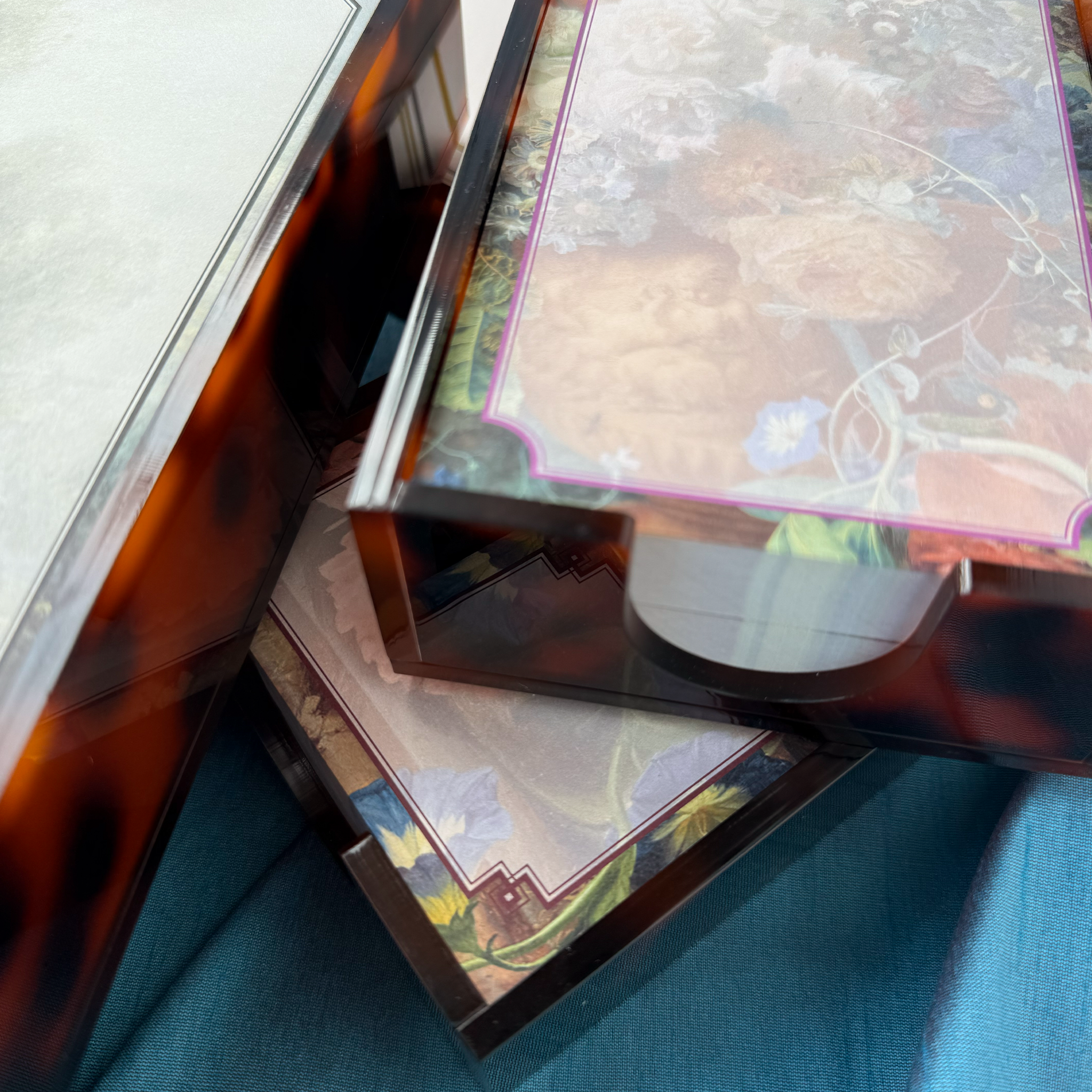 Tortoiseshell Acrylic Tray and Notepad - Pastel Pink
