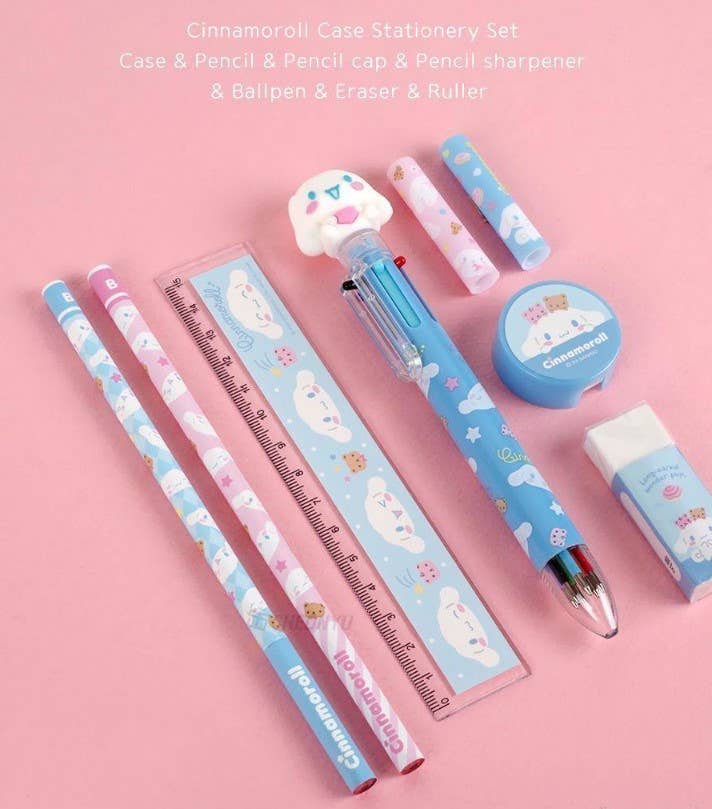 Sanrio Cinnamoroll Pencil, Pen School Office Stationery Set: Cinnamoroll