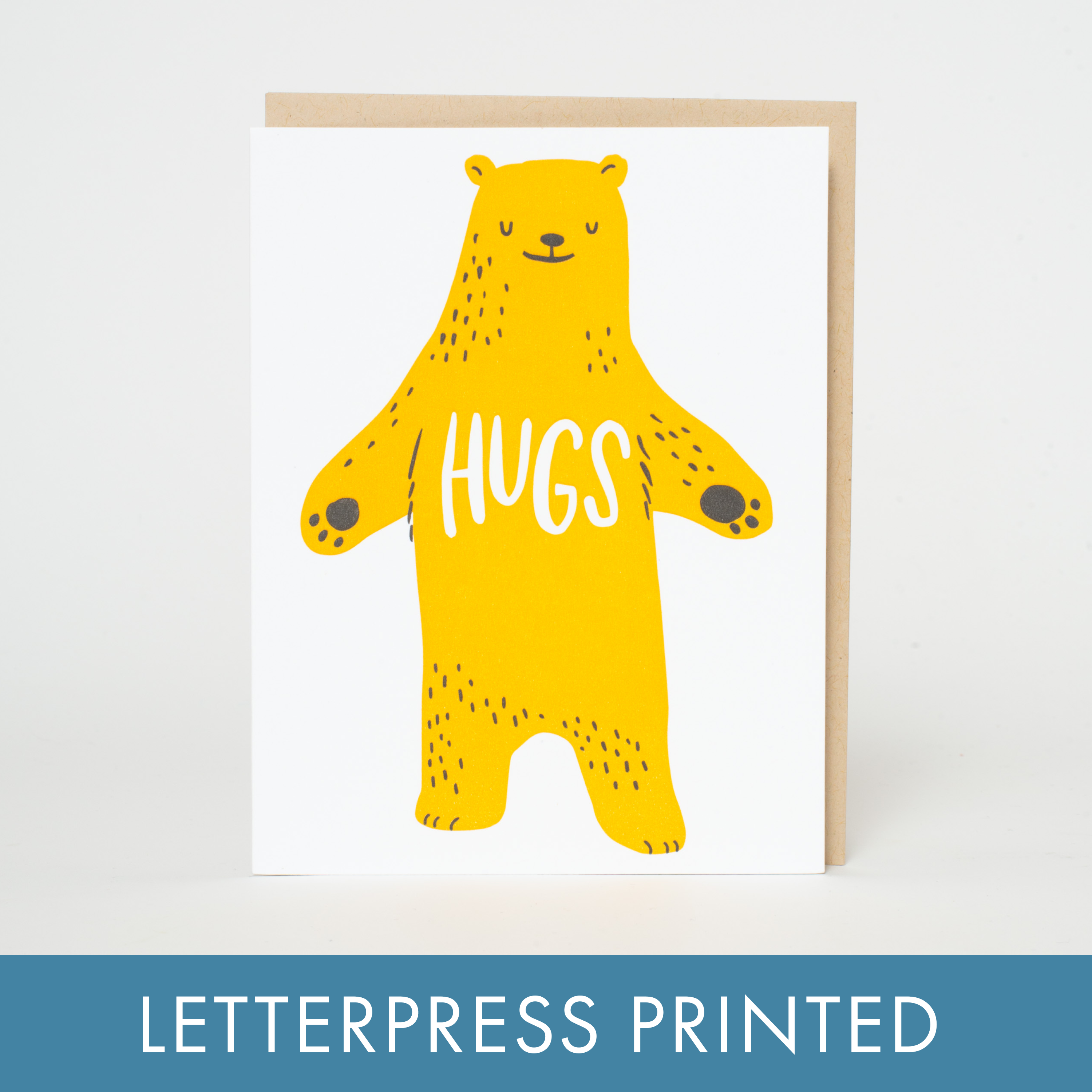 Sympathy Bear Hugs Letterpress Greeting Card by Hello!Lucky: Plastic sleeve