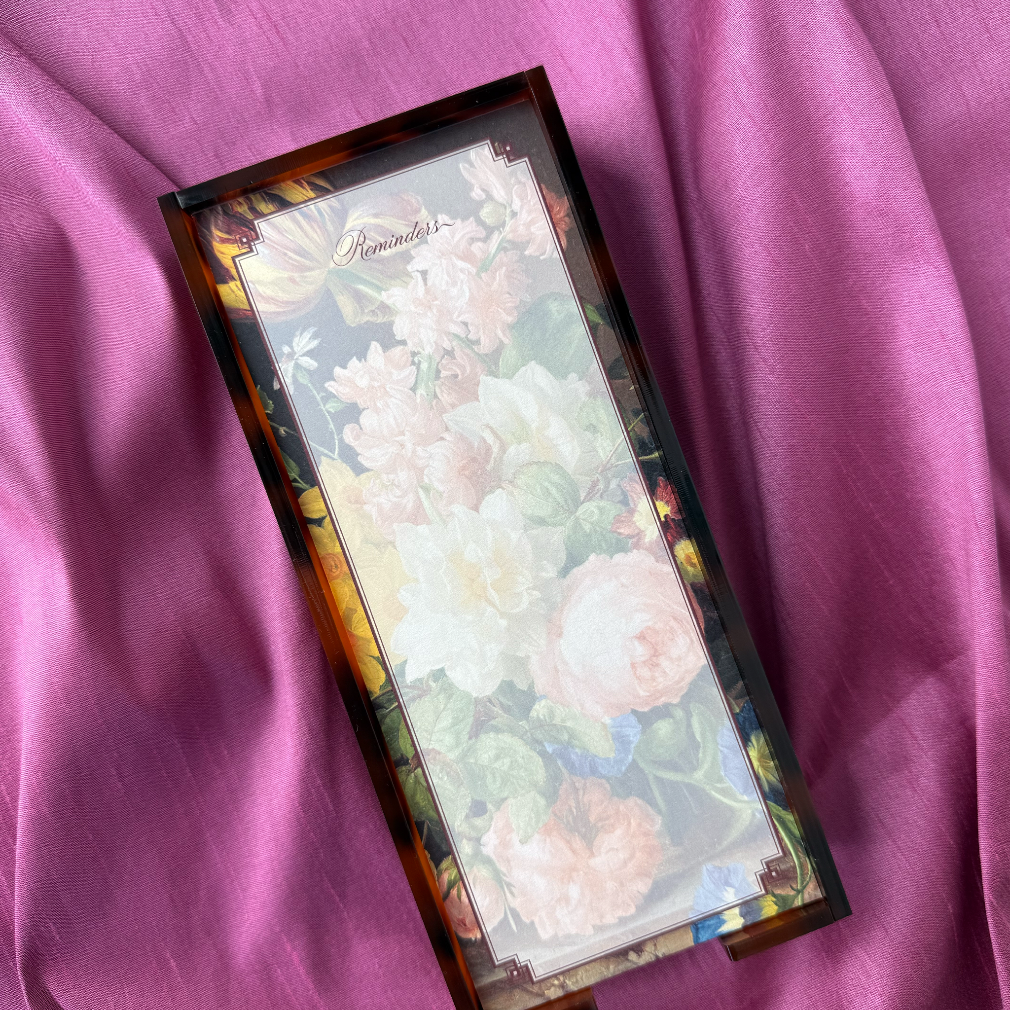 Tortoiseshell Acrylic Tray and Notepad - Fall Floral