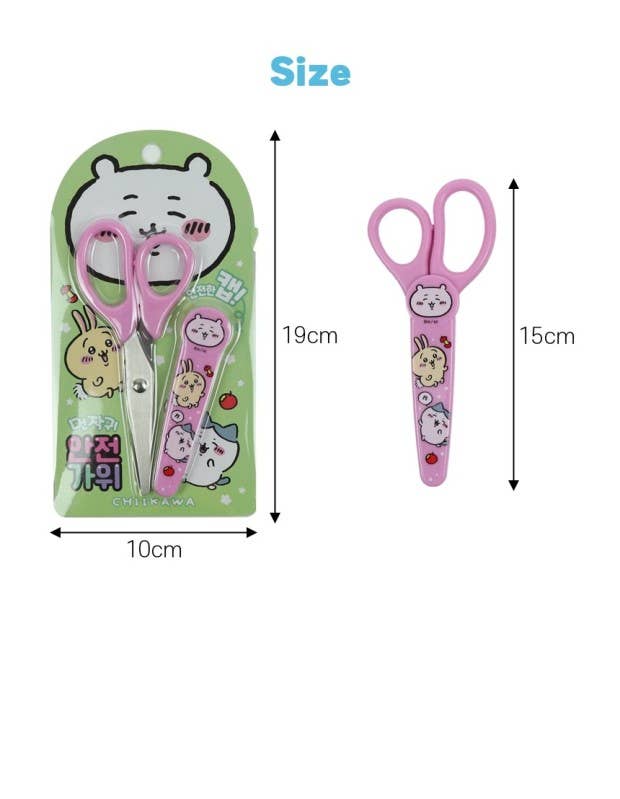 Chiikawa Scissors with Safety Cover Cap - Pink