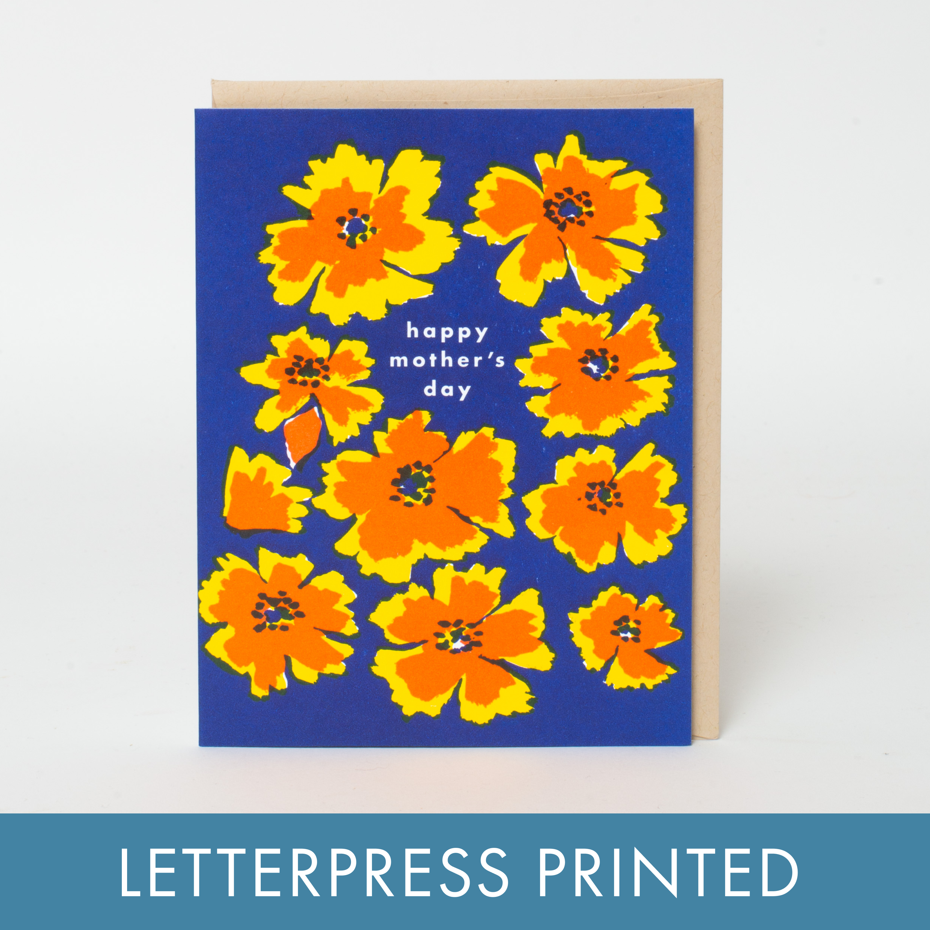 Mother's Day Pansies Letterpress Greeting Card by Egg Press: Plastic sleeve
