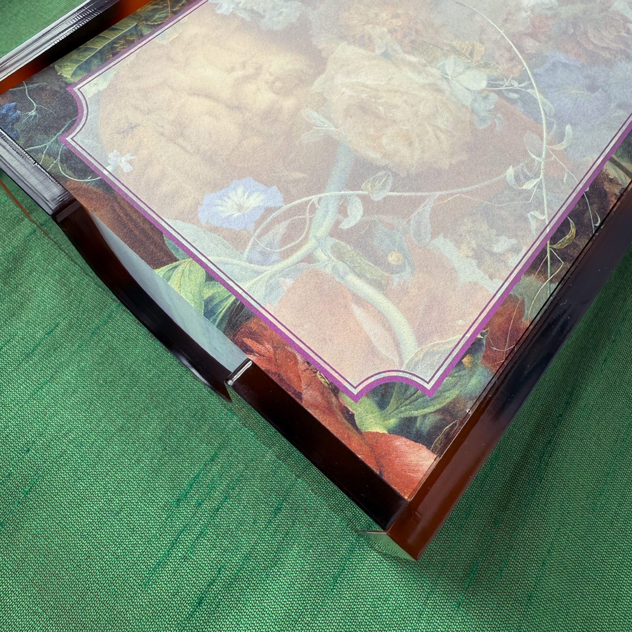 Tortoiseshell Acrylic Tray and Notepad - Vintage Floral