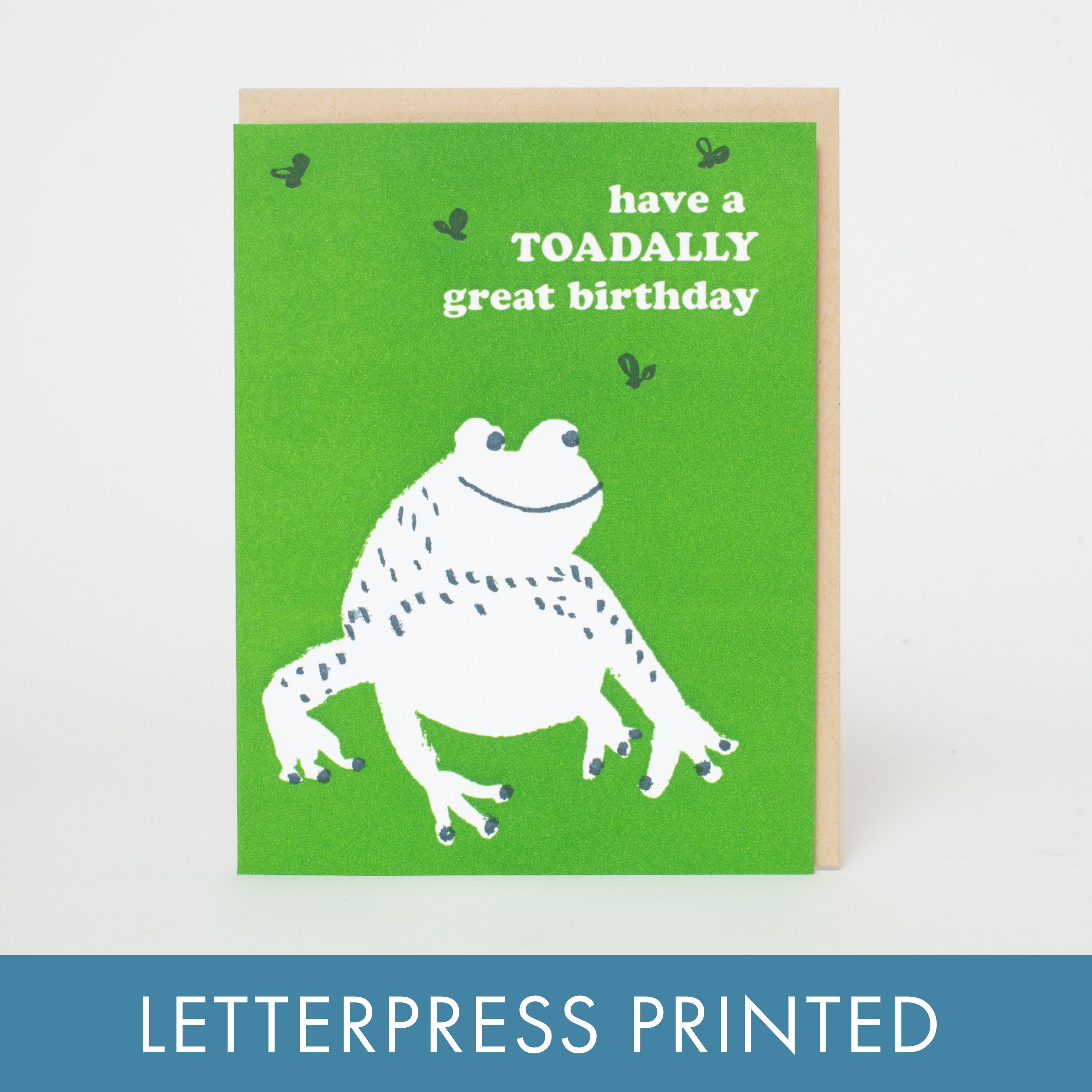 Toad Birthday Punny Letterpress Greeting Card by Egg Press: Plastic sleeve