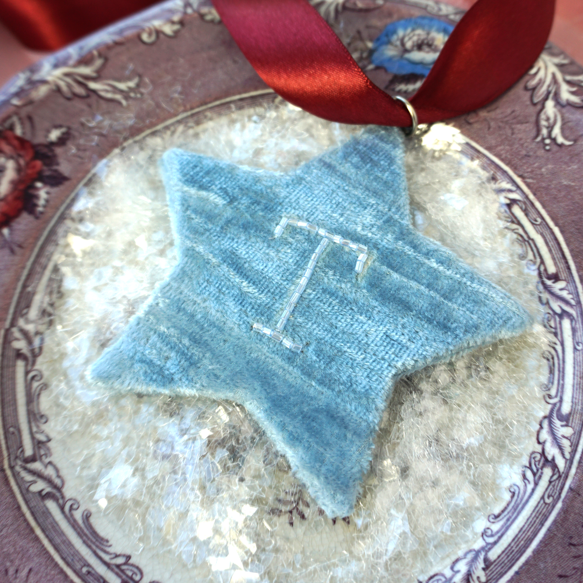 Letter Star Ornament - Blue