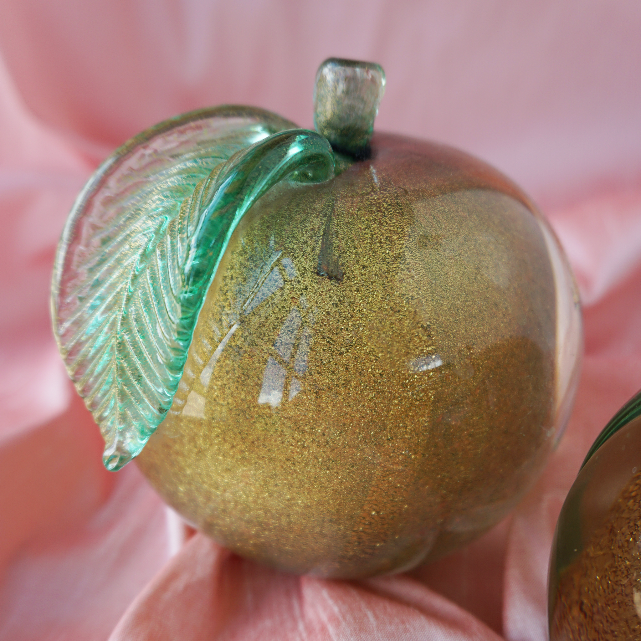 Alfredo Barbini Murano Glass Apple and Peach Bookends- Vintage
