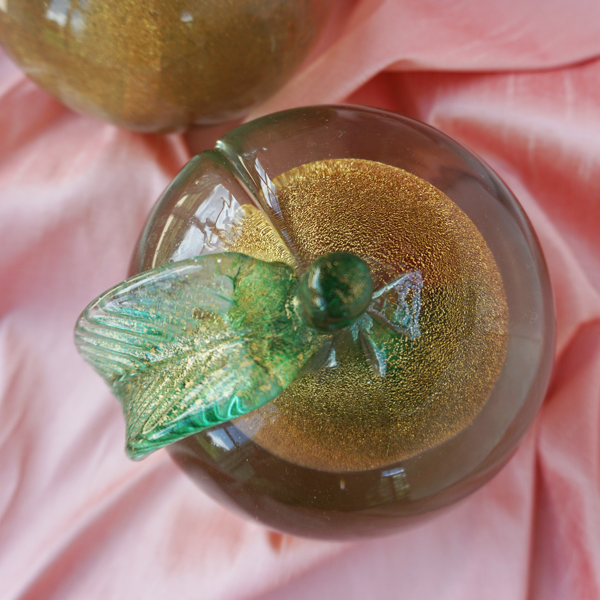 Alfredo Barbini Murano Glass Apple and Peach Bookends- Vintage