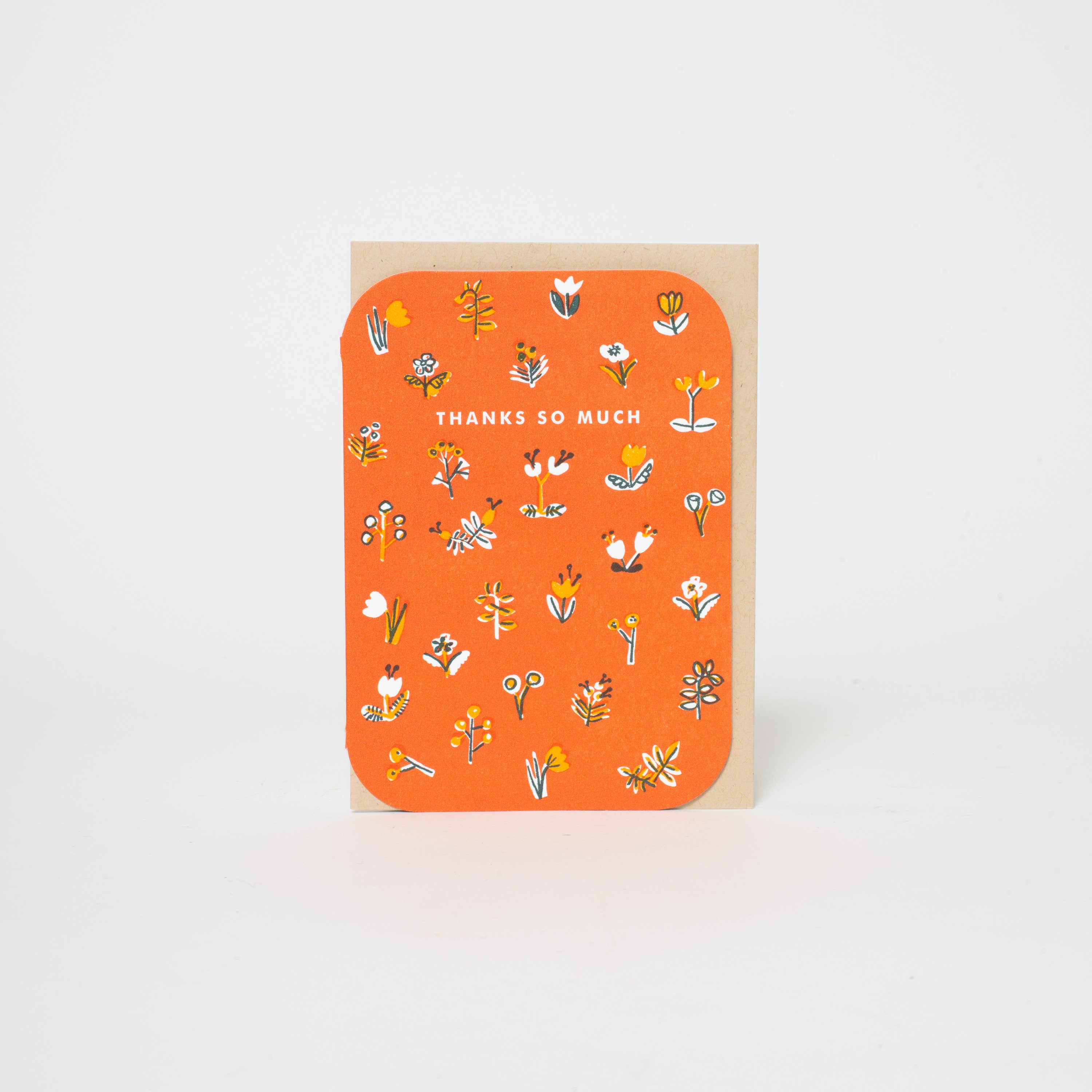 Thank You Little Flowers Letterpress Greeting Card by Egg Press: Plastic sleeve