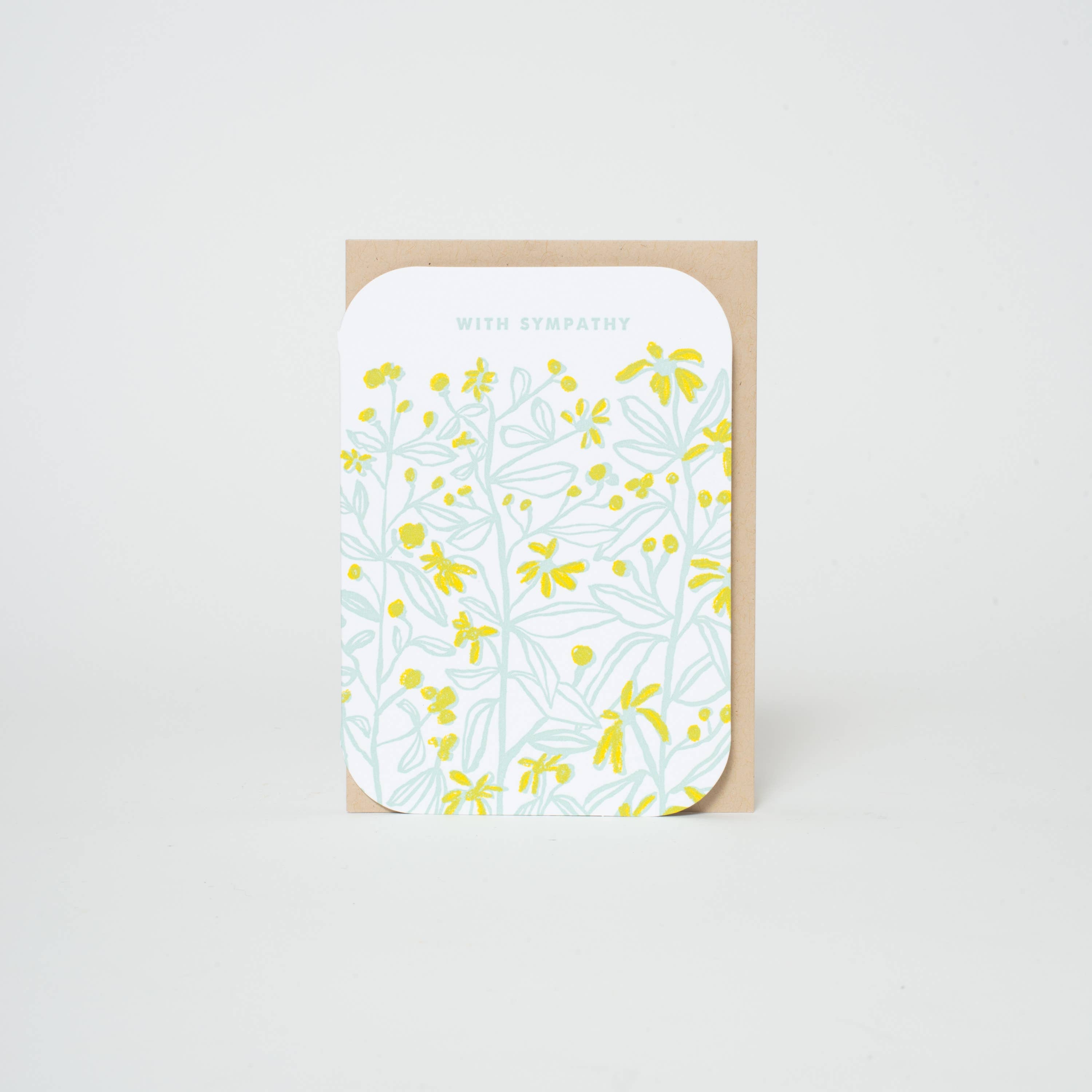 Viney Floral Sympathy Mini Letterpress Greeting Card by Egg Press: Plastic sleeve