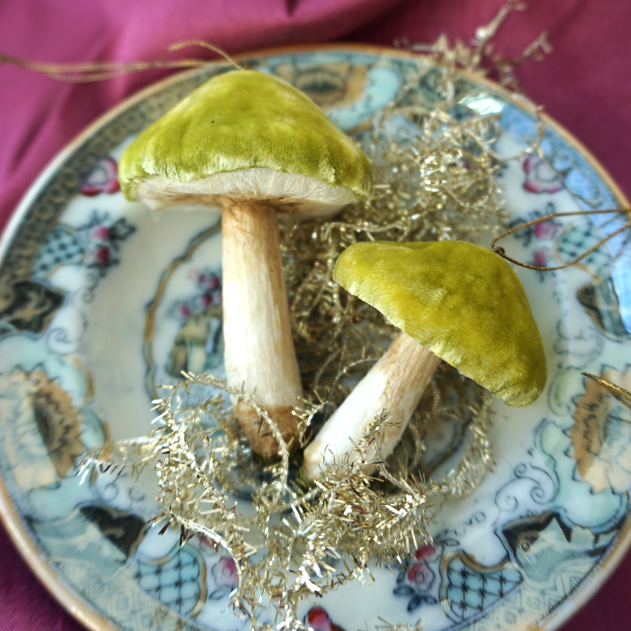 Velvet Mushrooms- Bright Green