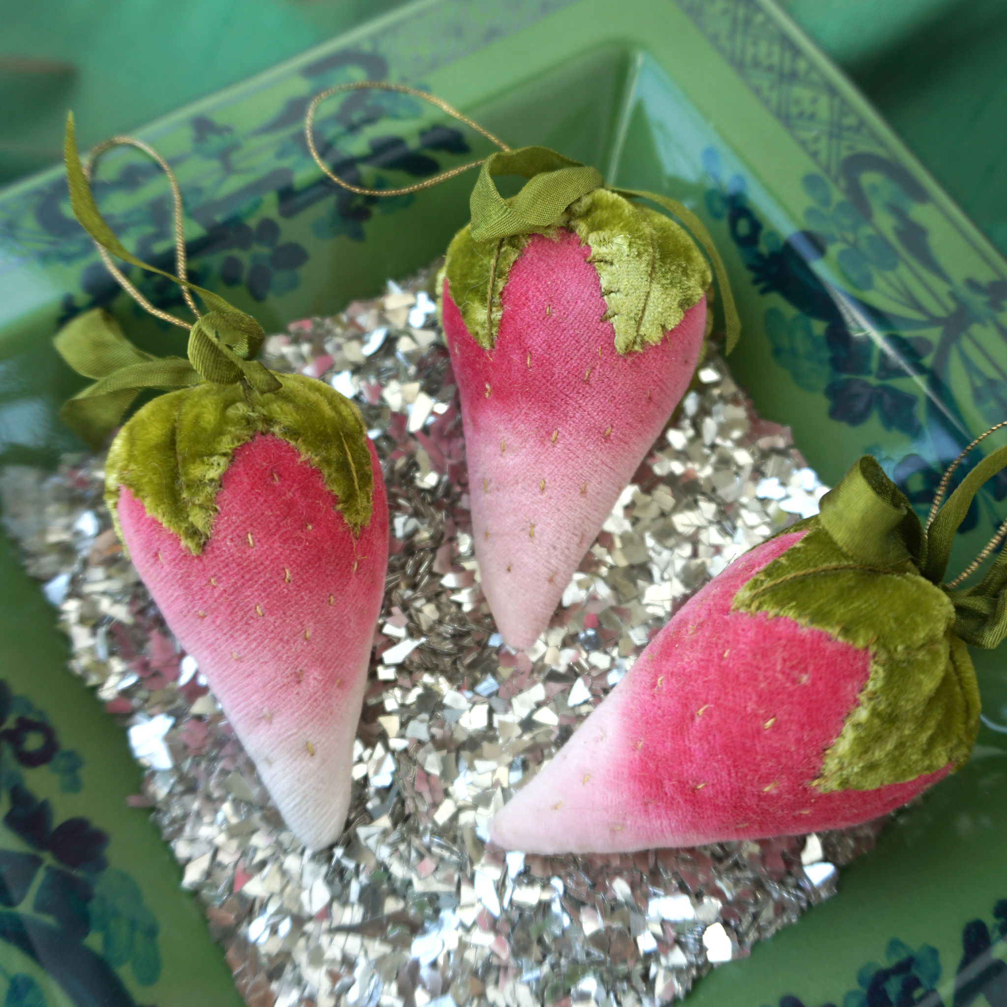 Vintage Velvet Strawberry Ornament