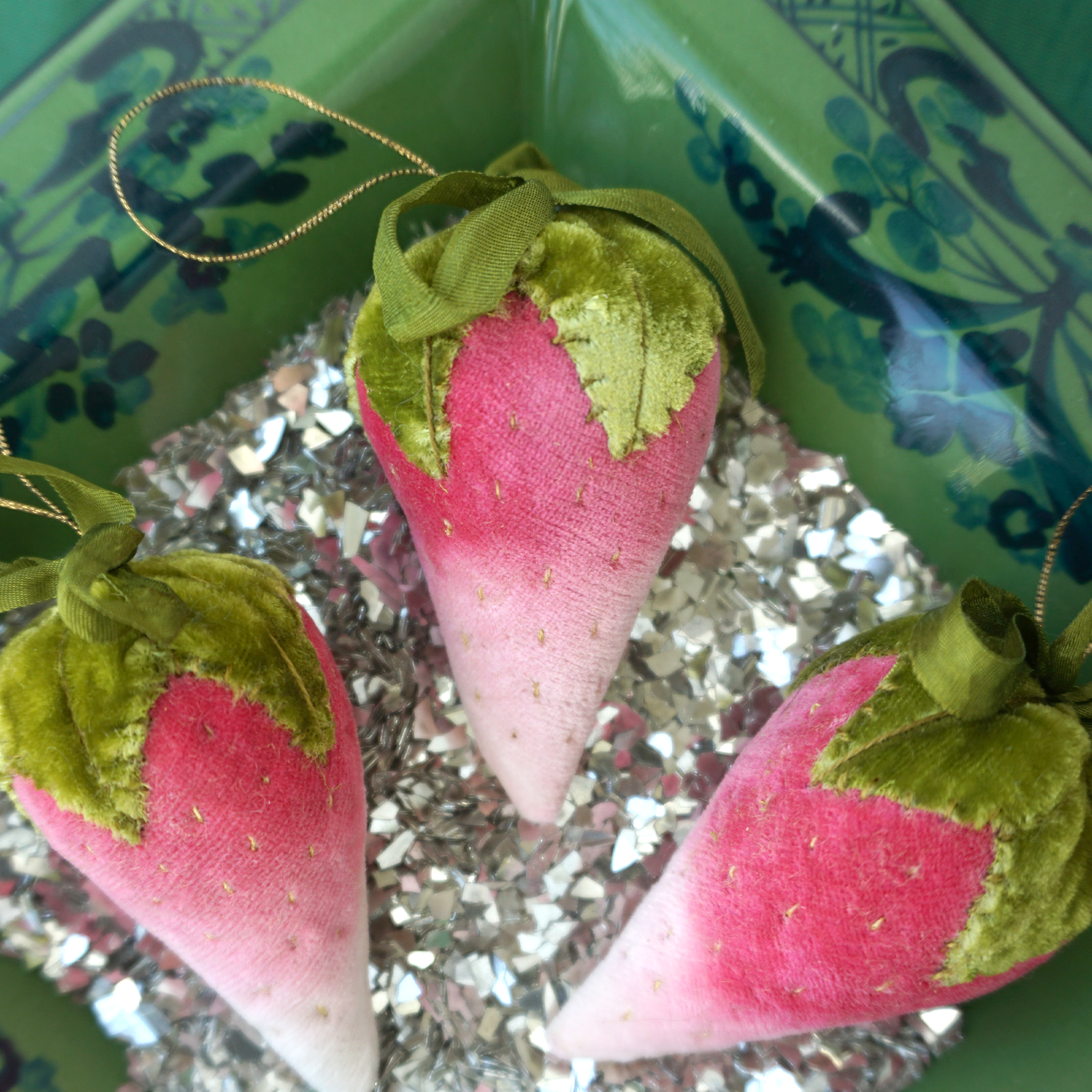 Vintage Velvet Strawberry Ornament