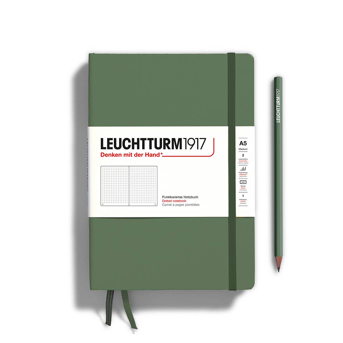 Notebooks - Medium (A5): Dotted / Hardcover / Olive