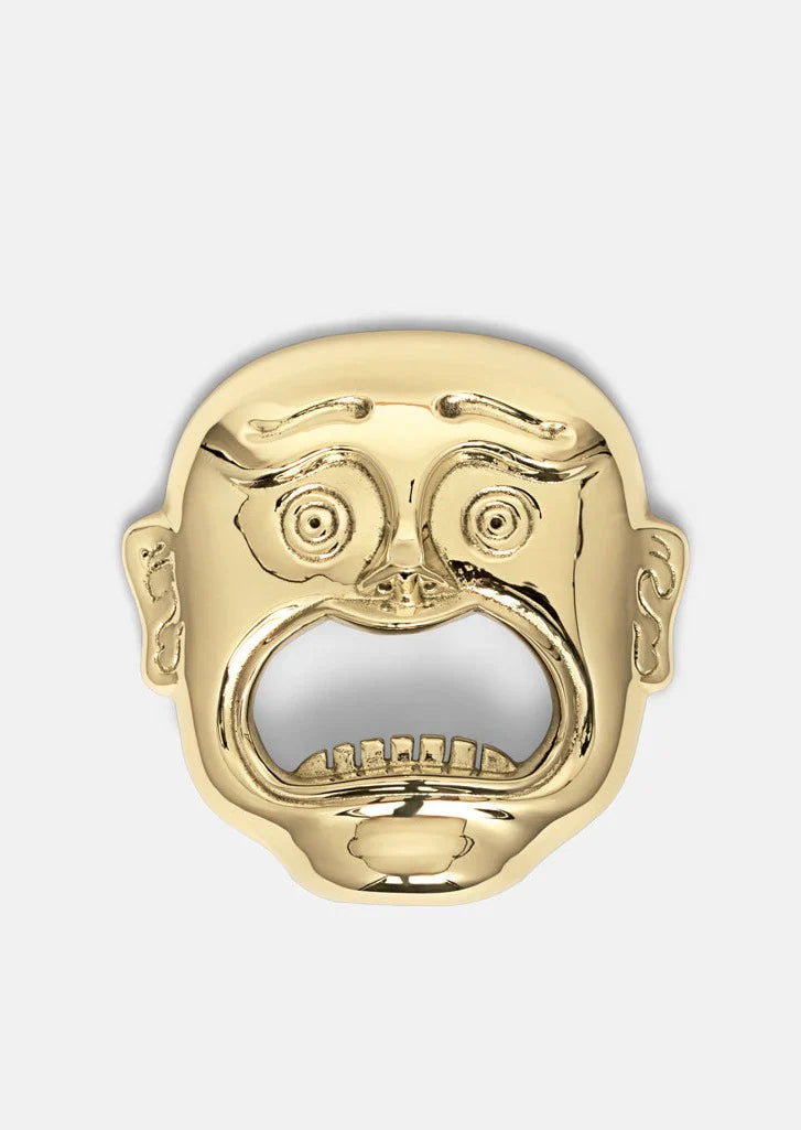 Skultuna Monster Bottle Opener in polished brass, a unique Father’s Day gift for dads who love elevated barware and desk accessories.