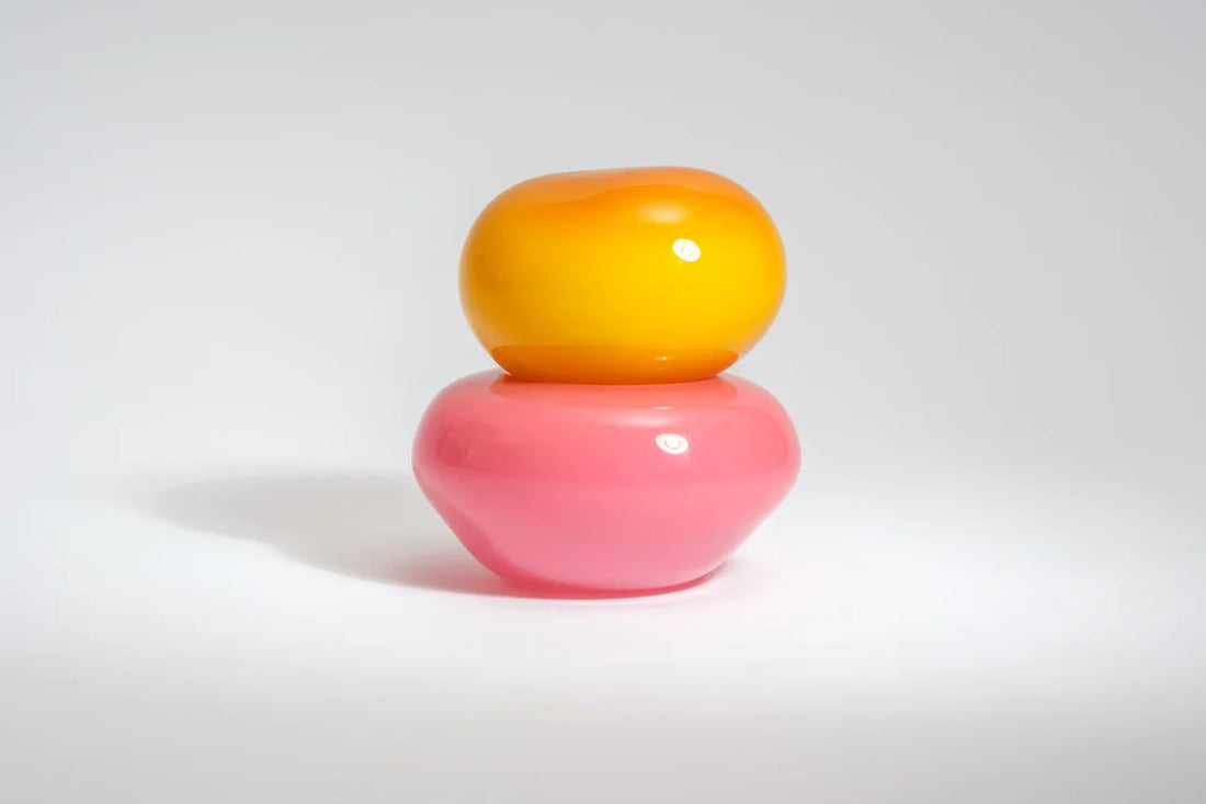 Helle Mardahl Bonbonniere in Honey & Pink — hand-blown glass by the Danish designer