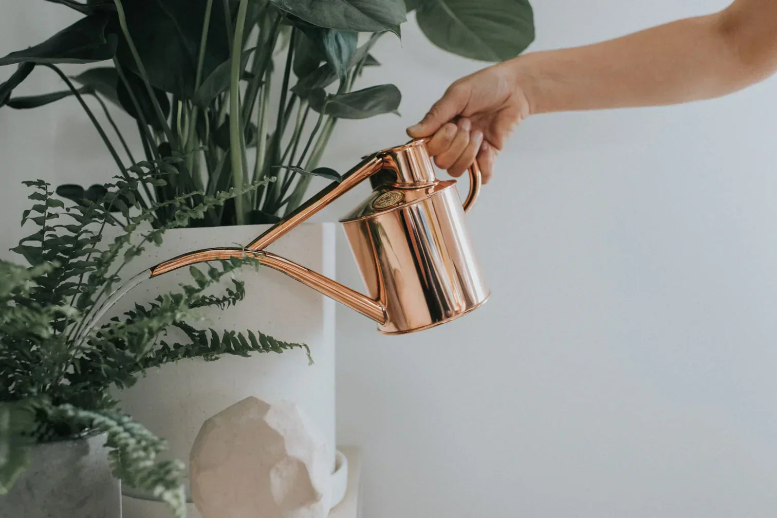 Haws Fazeley Flow copper watering can designed for indoor plants and houseplant care, available at Every Little Something