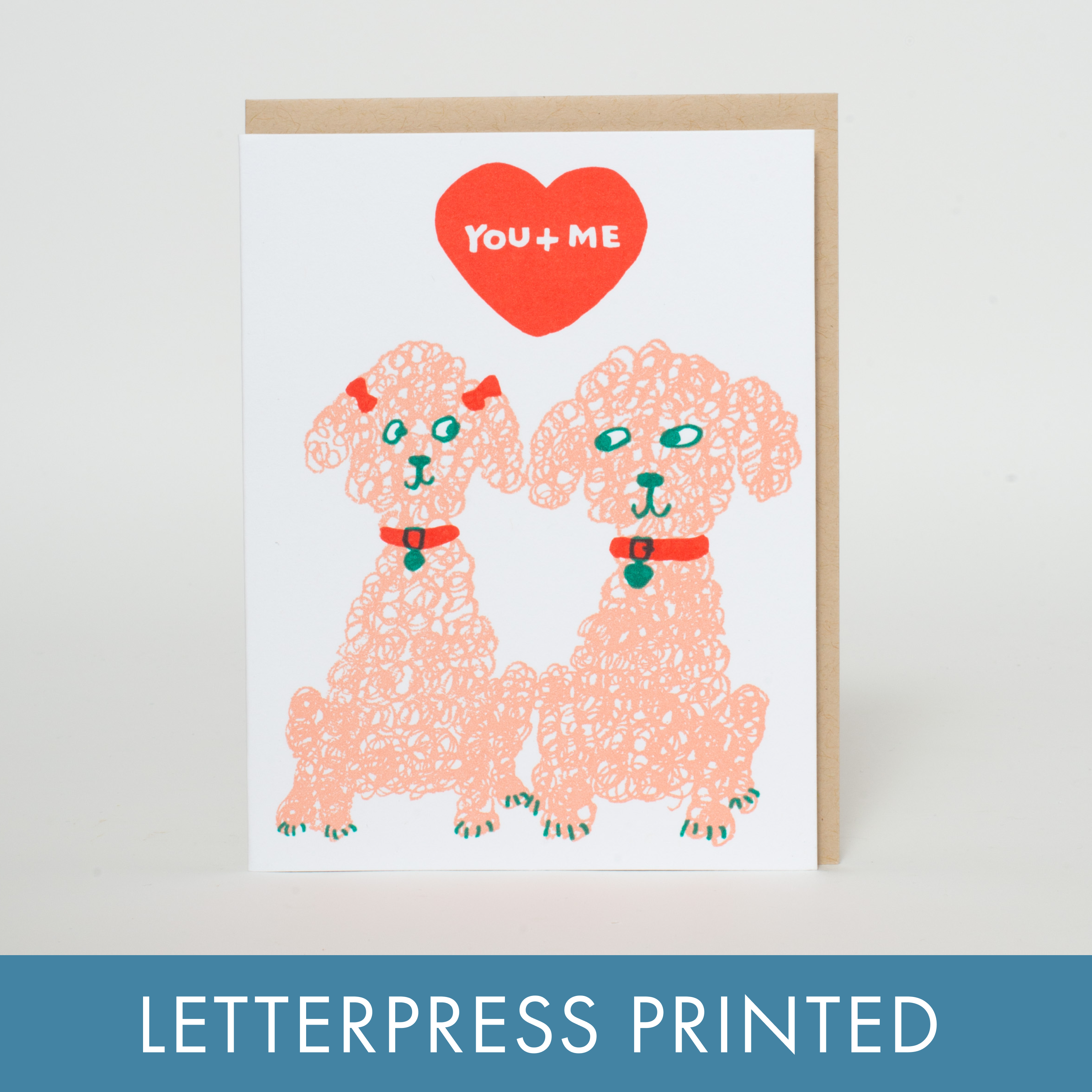 Poodles Love Letterpress Greeting Card by Egg Press: Paper tab