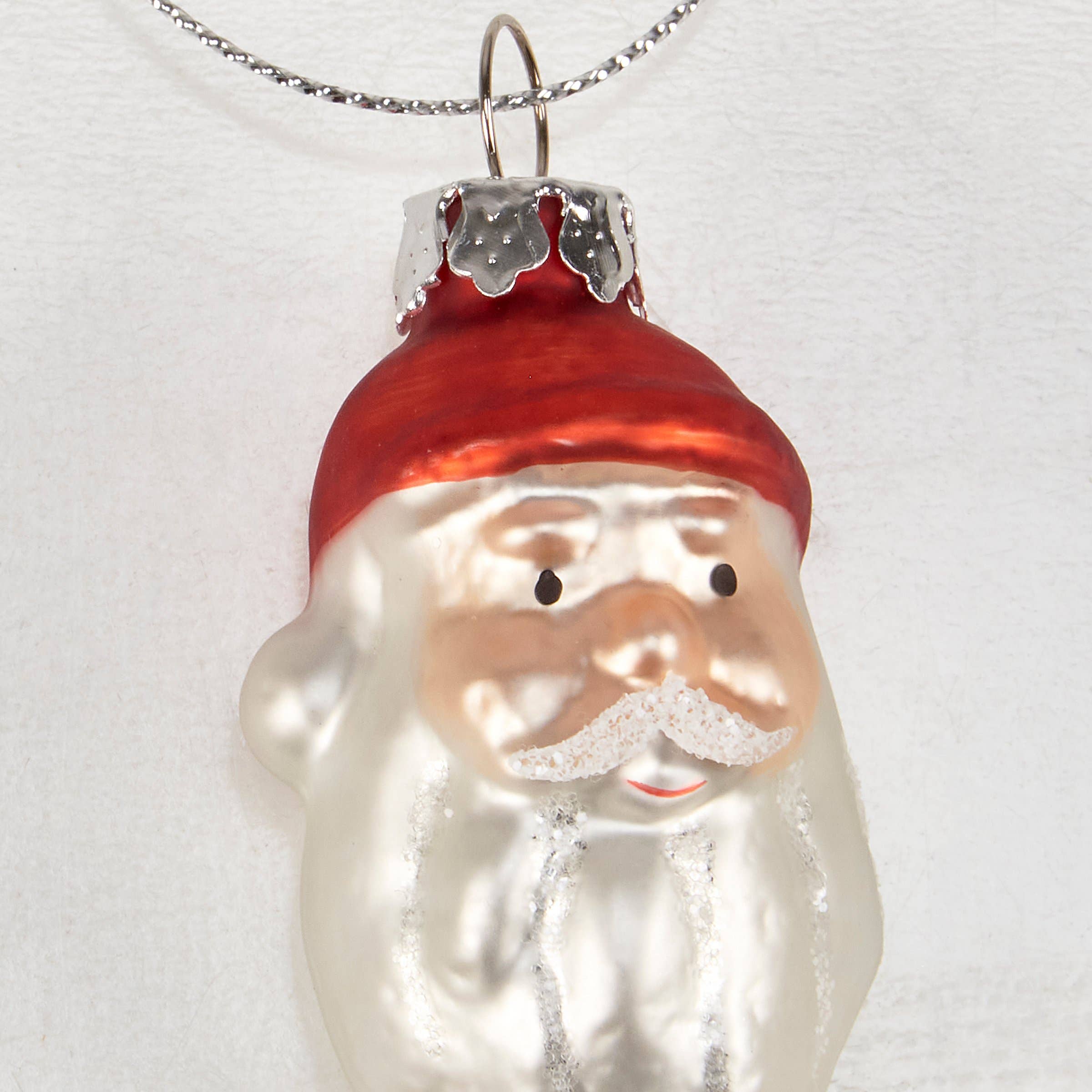 Glass Santa Ornament Set
