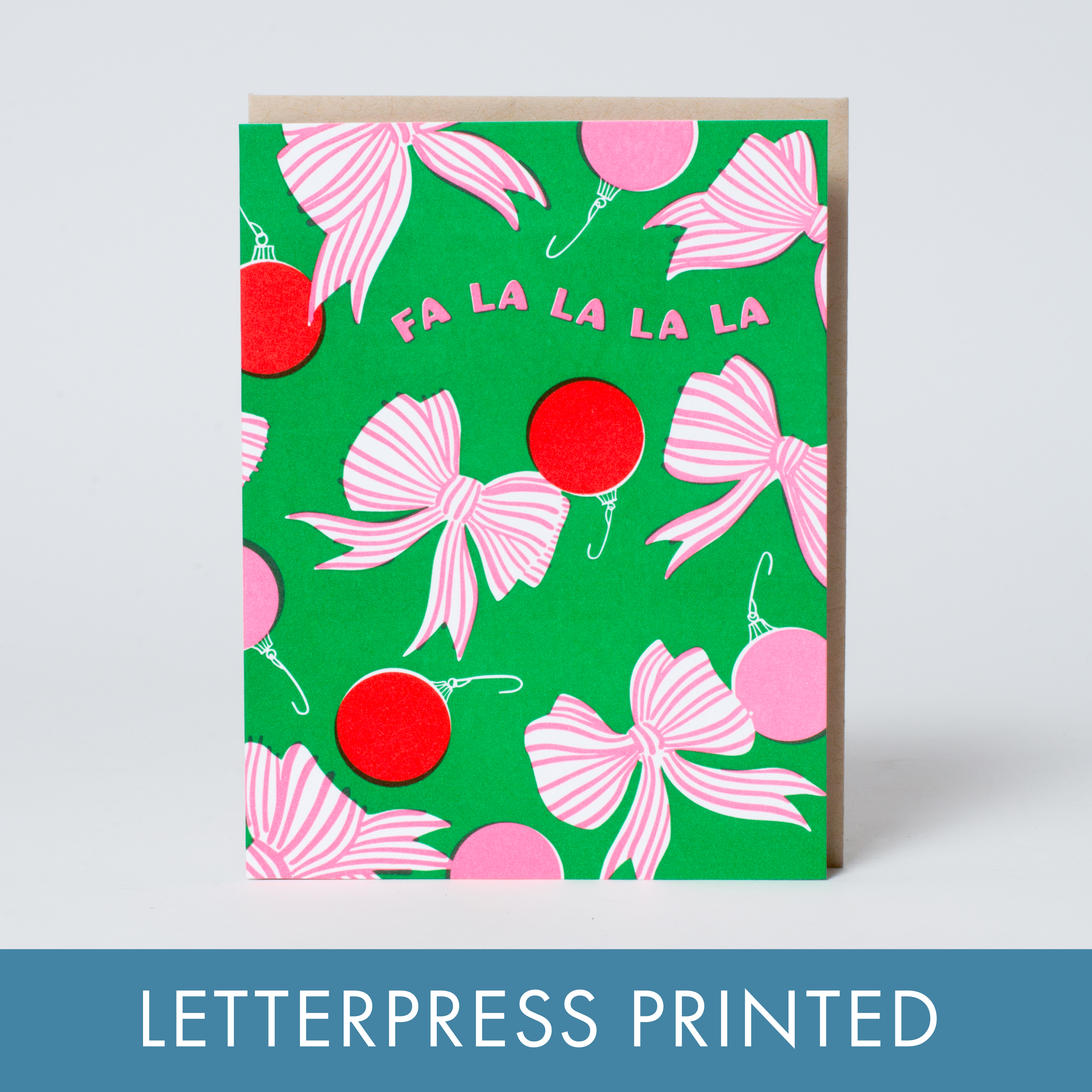 Fa La La La  Festive Holiday Letterpress Card by Hello!Lucky: Plastic sleeve