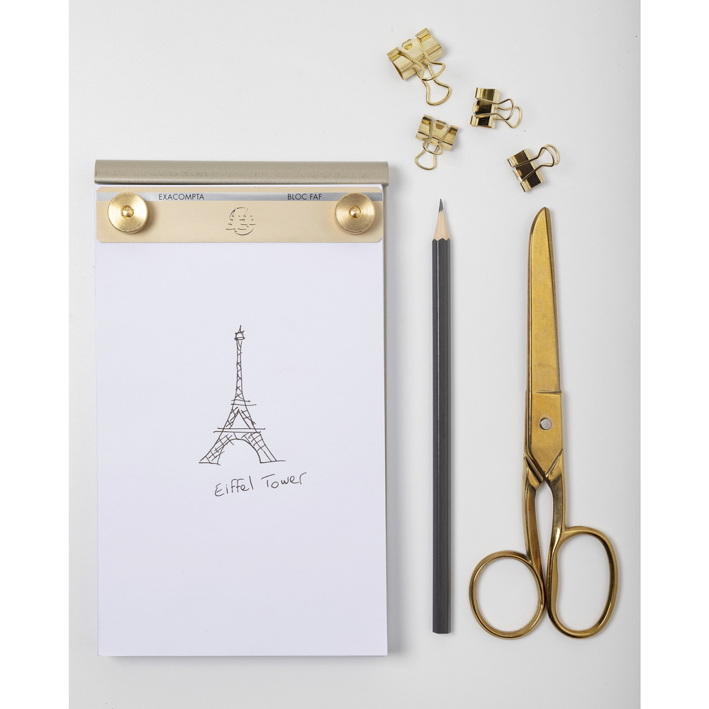 FAF Pad - Fabrique en France Brass Desk Pad - 3 Sizes: 4.25 x 7.25 with Blank Paper