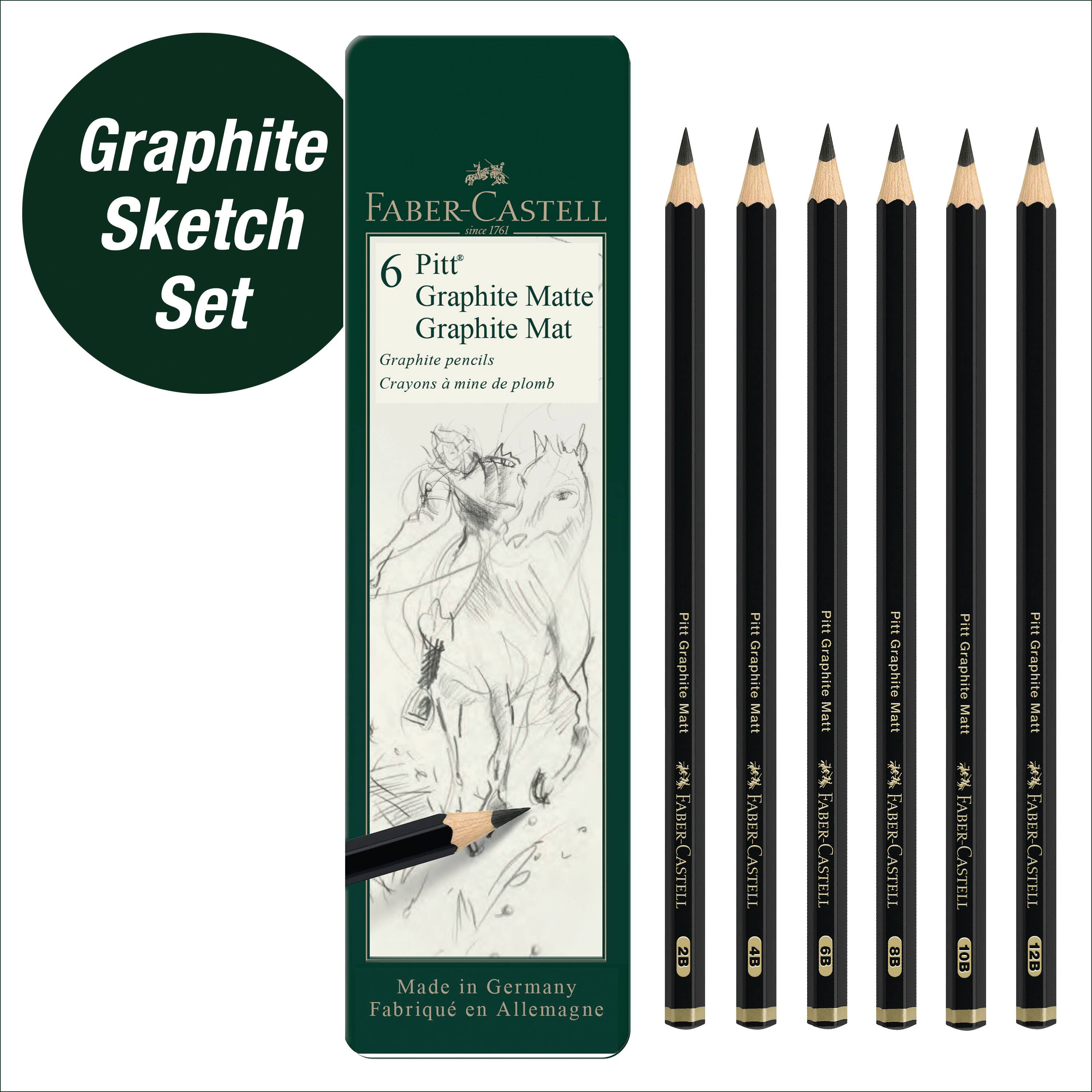 Pitt Graphite Matte Pencils, Tin of 6