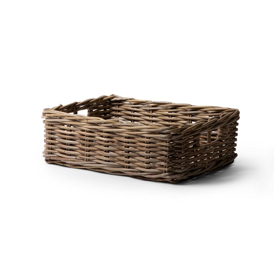 Rattan Rectangle Basket Tray: Large - 6" H