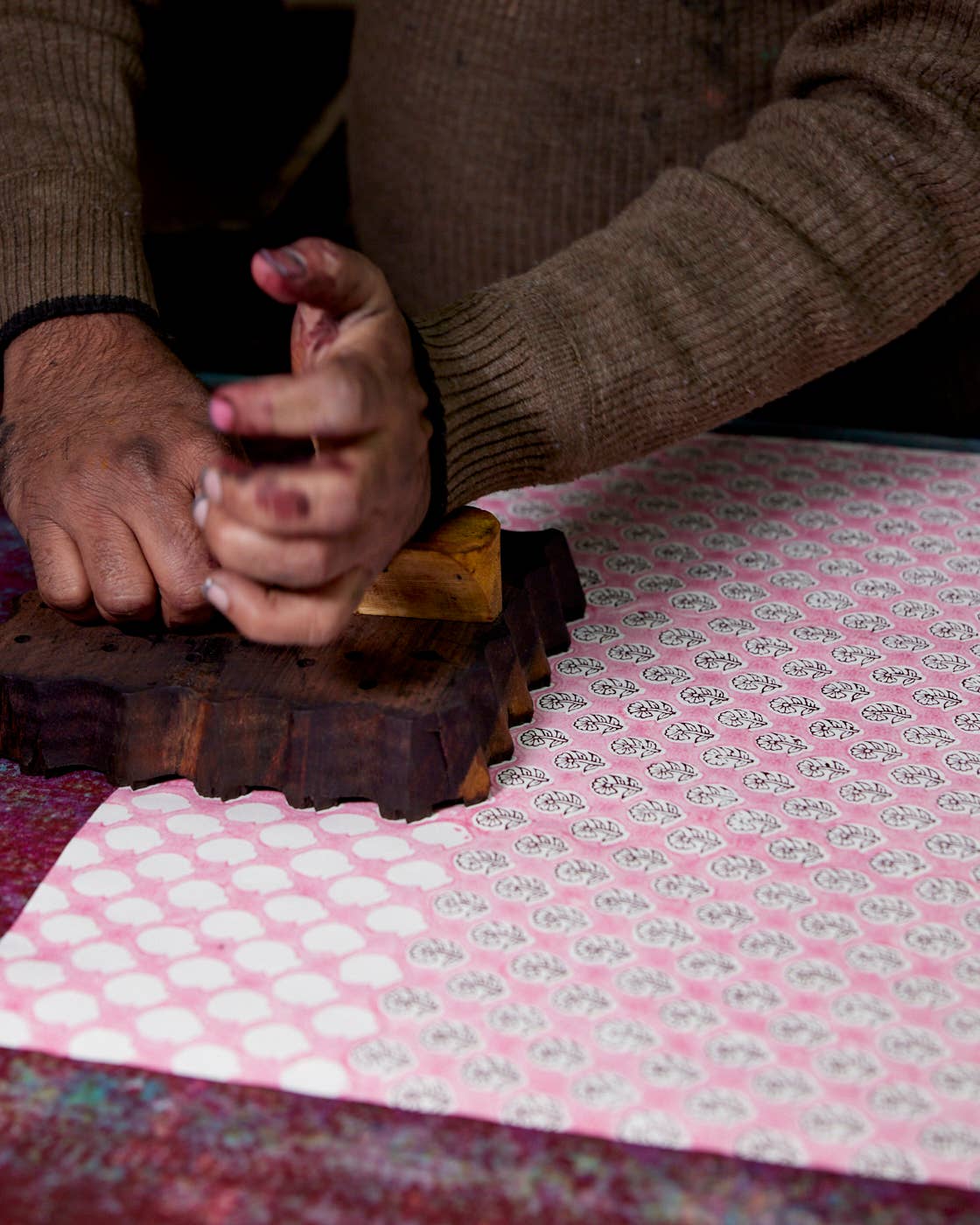 Block Printed Wrapping Paper Sheets - Daisy Festive Mix