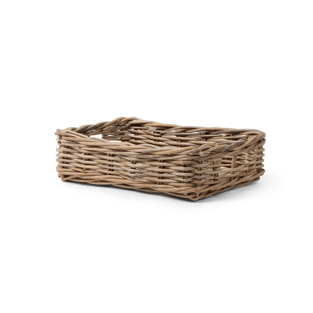 Rattan Rectangle Basket Tray: Large - 6" H