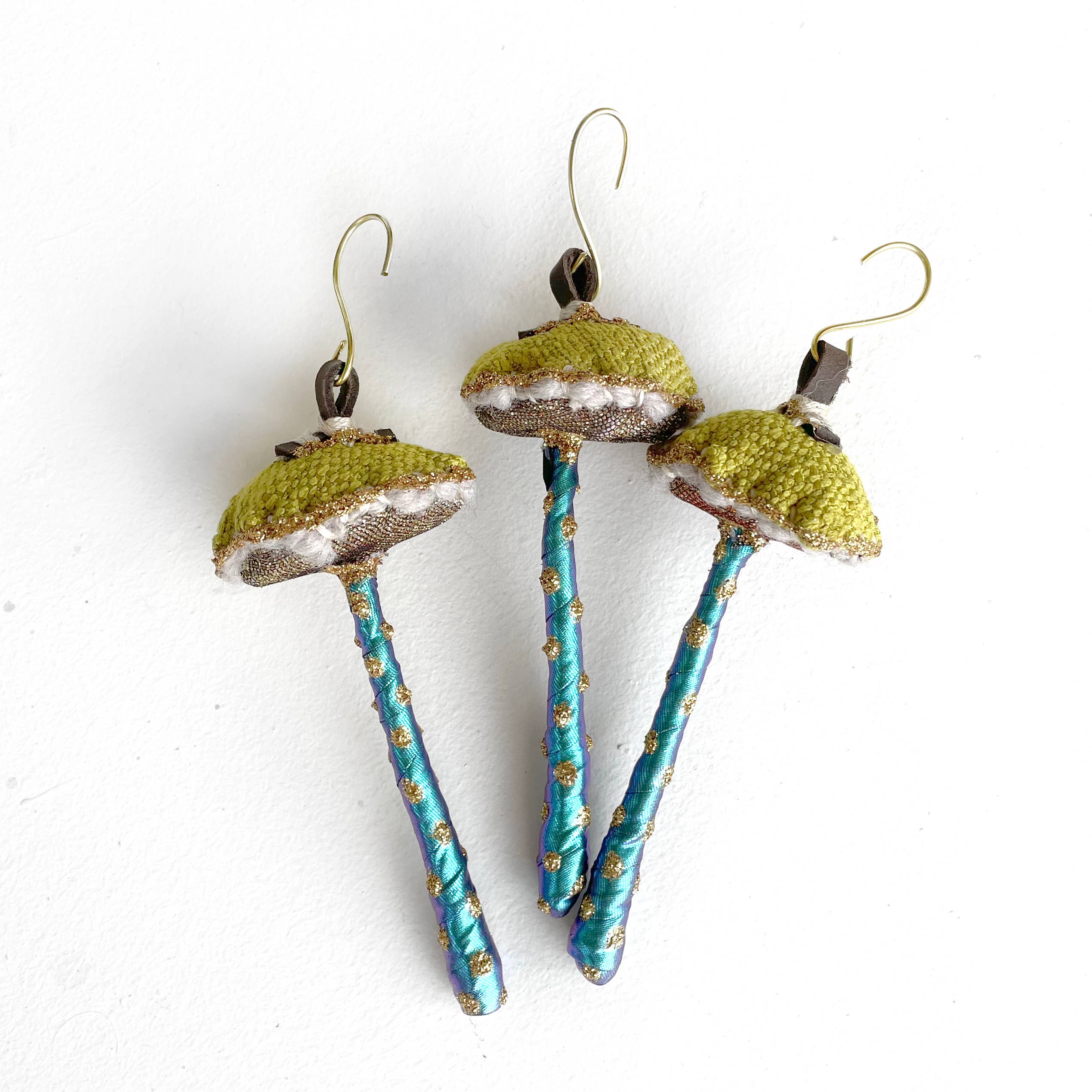 Glitter Mushroom Ornament - Chartreuse & Teal