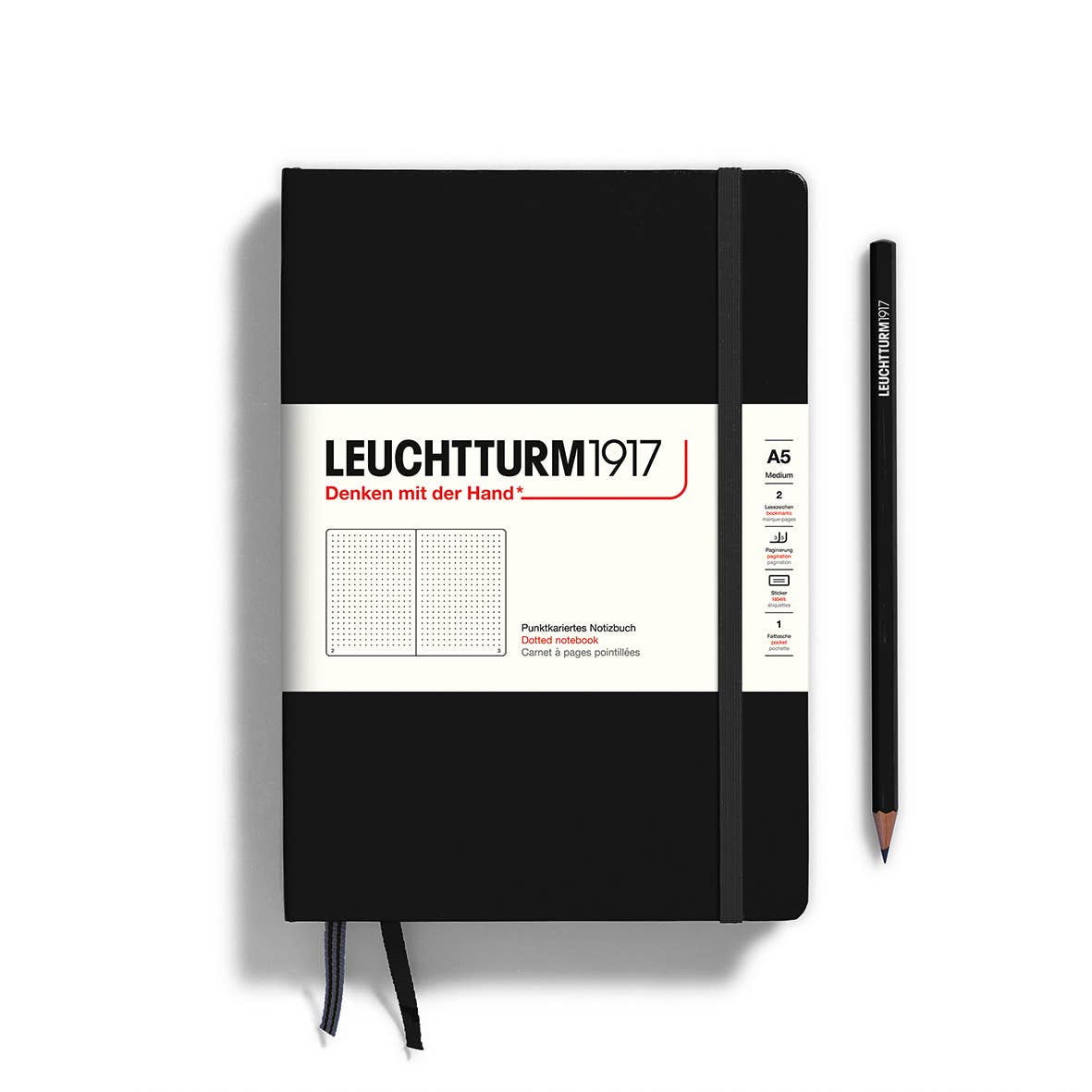 Notebooks - Medium (A5): Black / Hardcover / Dotted