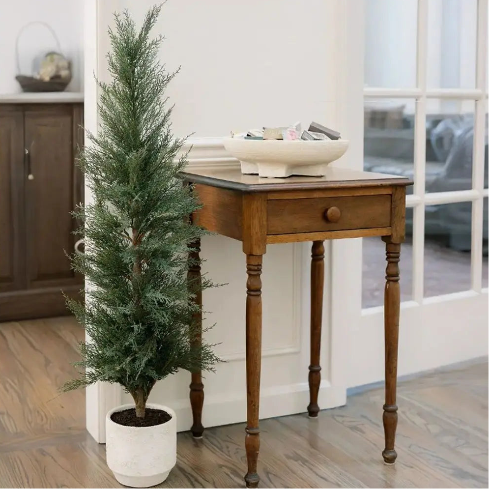 Holiday Faux Cedar Tree, Potted, 4 ft