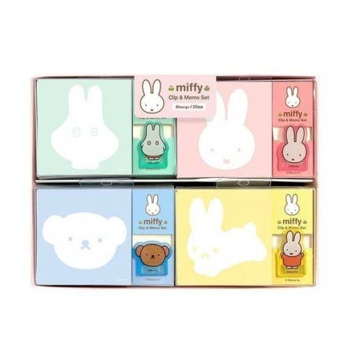 PINK Miffy illust Memo Note Pad with Characters Clip Set