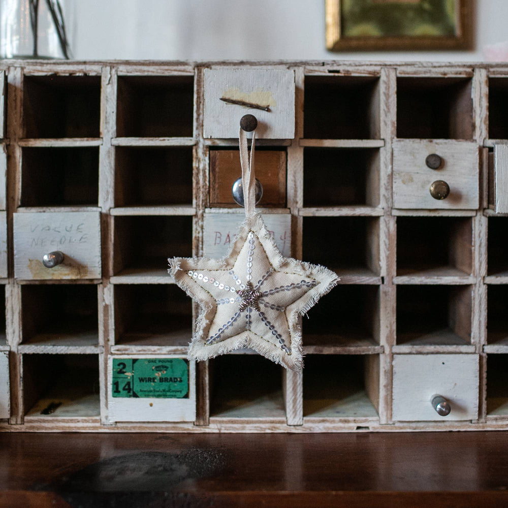 Sequin Bullion Star - Cotton & Lavender filled Ornament