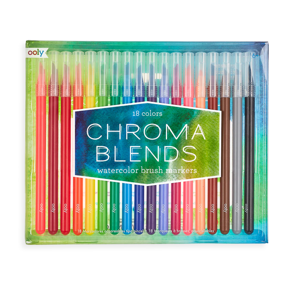 Ooly Chroma Blends Watercolor Brush Markers - Set of 18