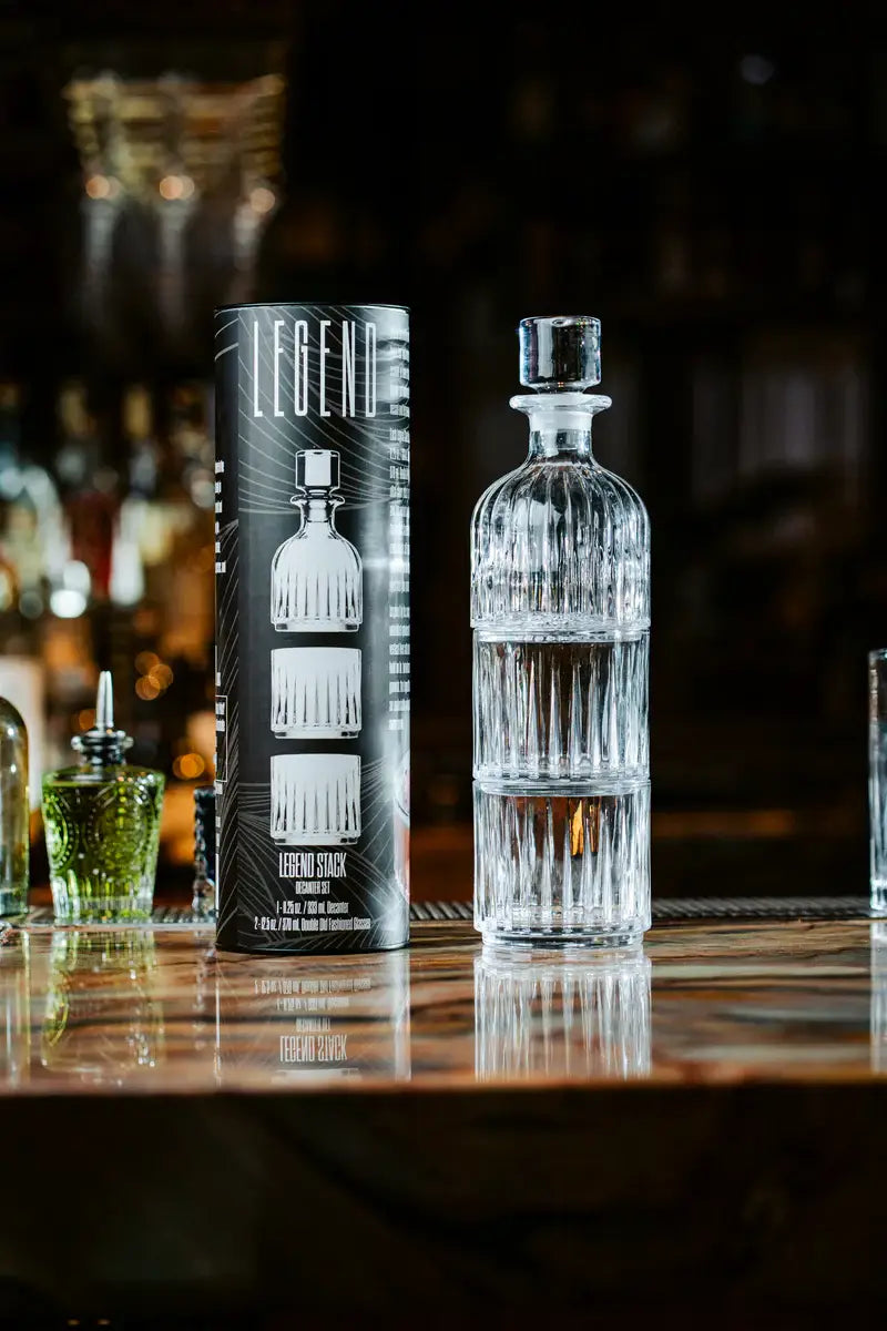 Legend Stack 3pc Stack Whisky Decanter & Tumblers