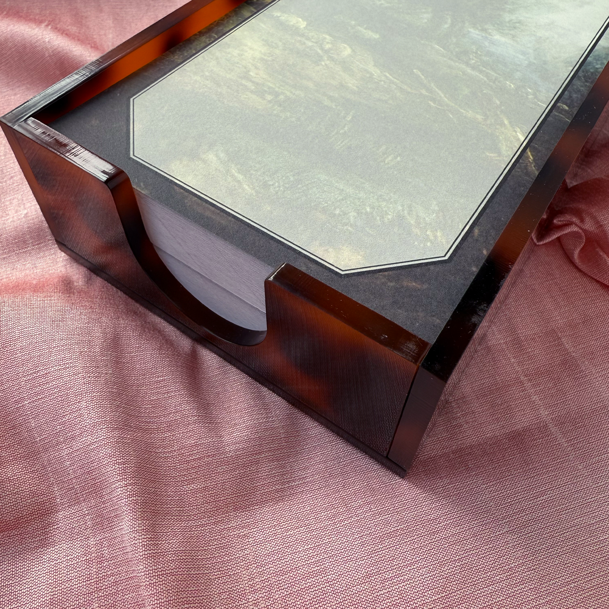 Tortoiseshell Acrylic Tray and Notepad - Landsape painting