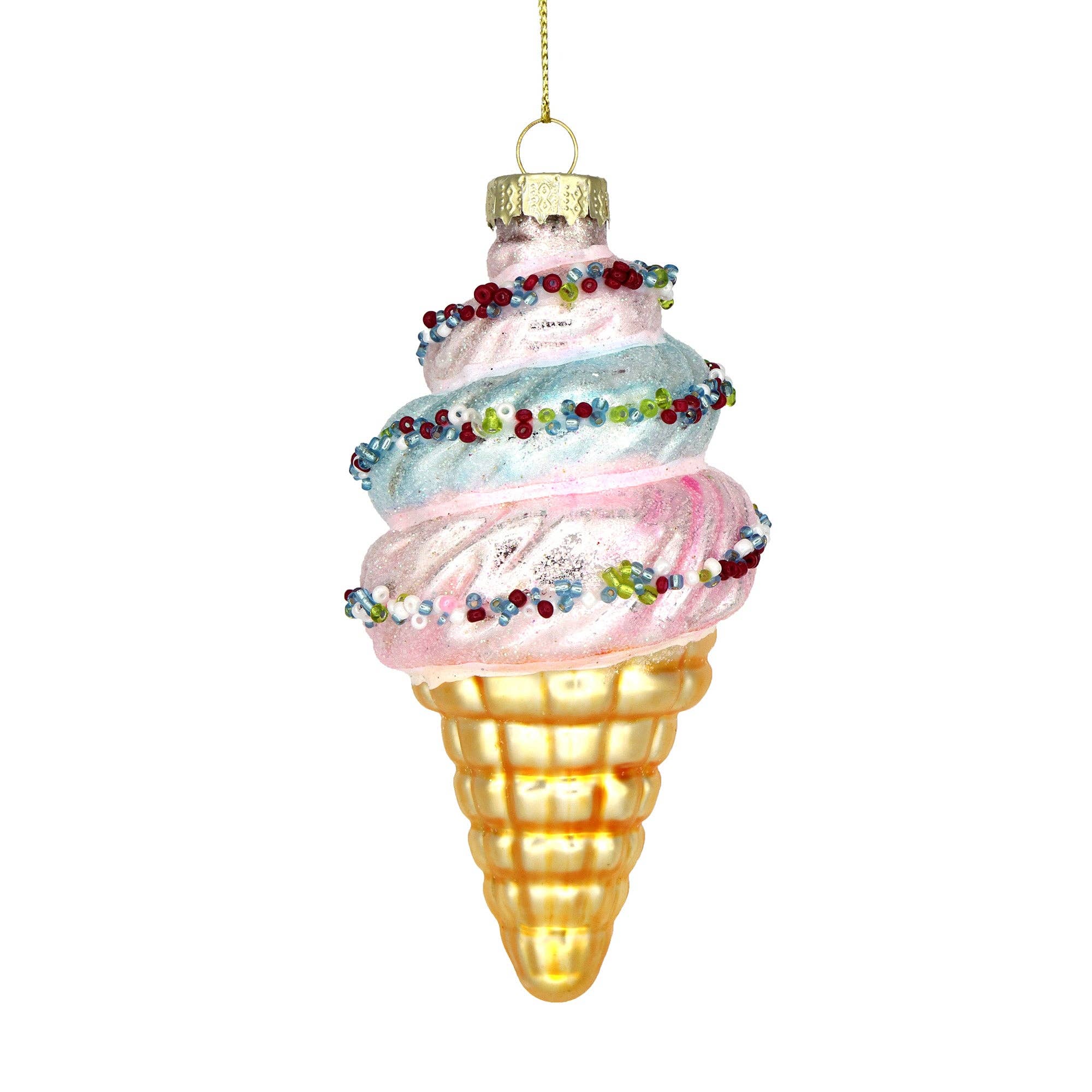 Christmas Ornament Glass Balls Vintage Ice Cream Cone