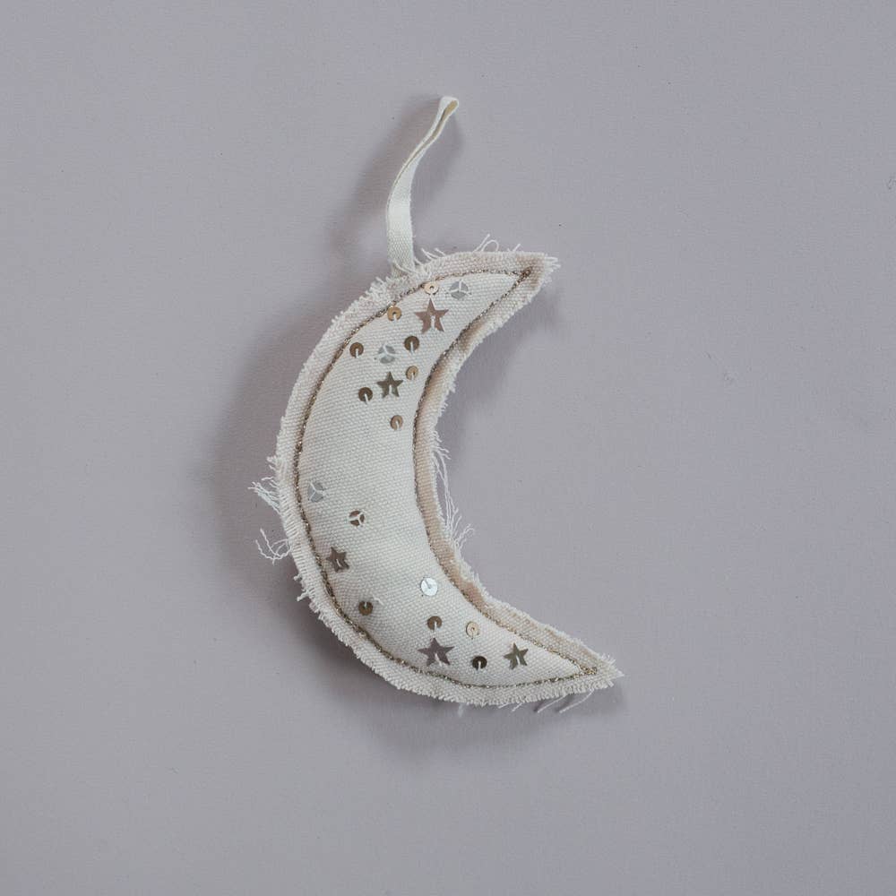 Metallic Confetti Moon - Cotton & Lavender filled Ornament: Canvas