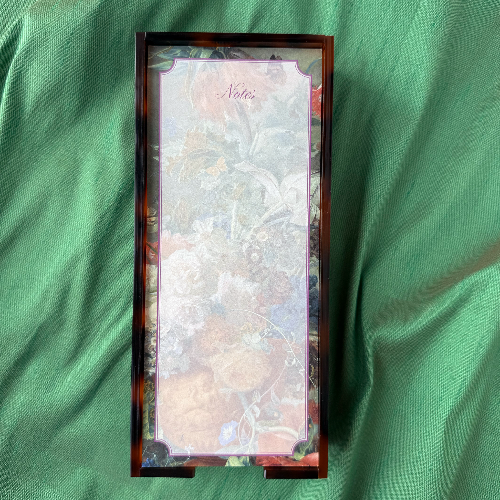 Tortoiseshell Acrylic Tray and Notepad - Vintage Floral
