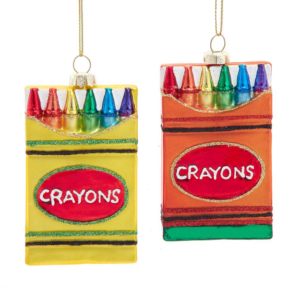 Glass Crayon Box Ornament Set