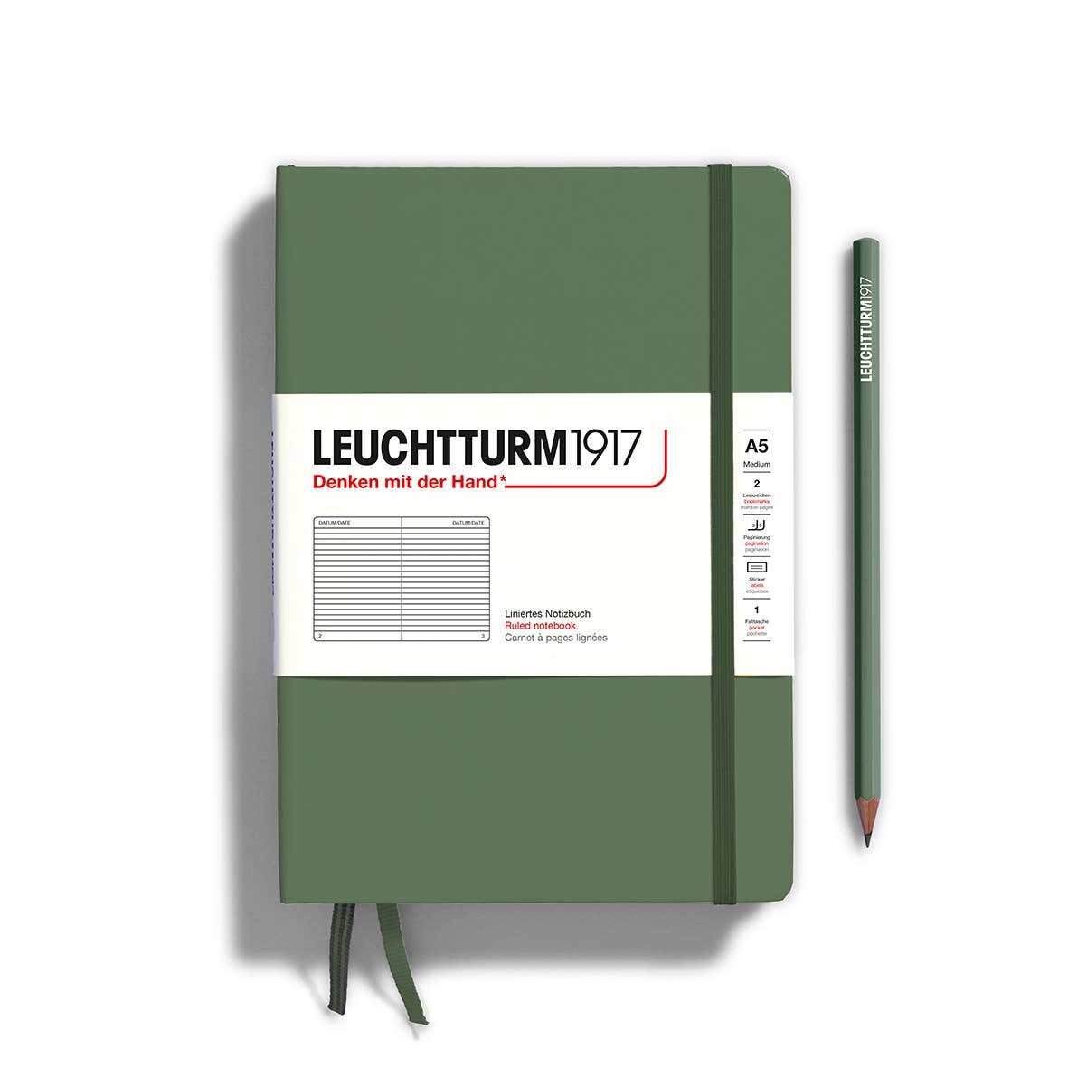 Notebooks - Medium (A5): Olive / Hardcover / Ruled