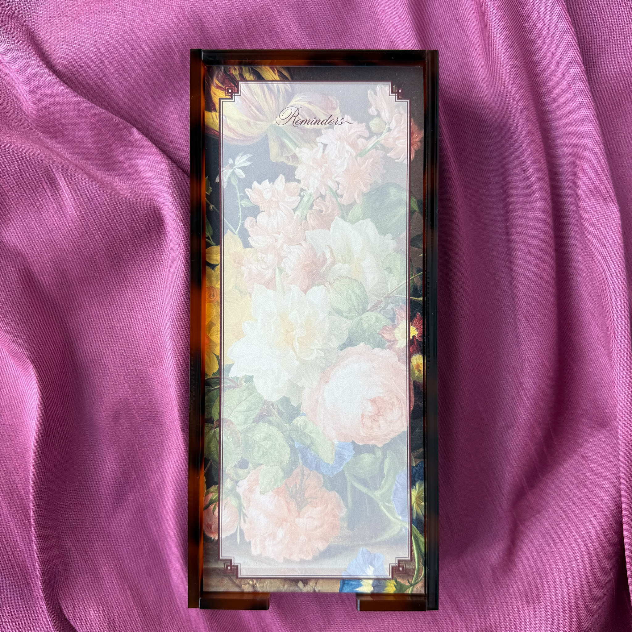 Tortoiseshell Acrylic Tray and Notepad - Fall Floral