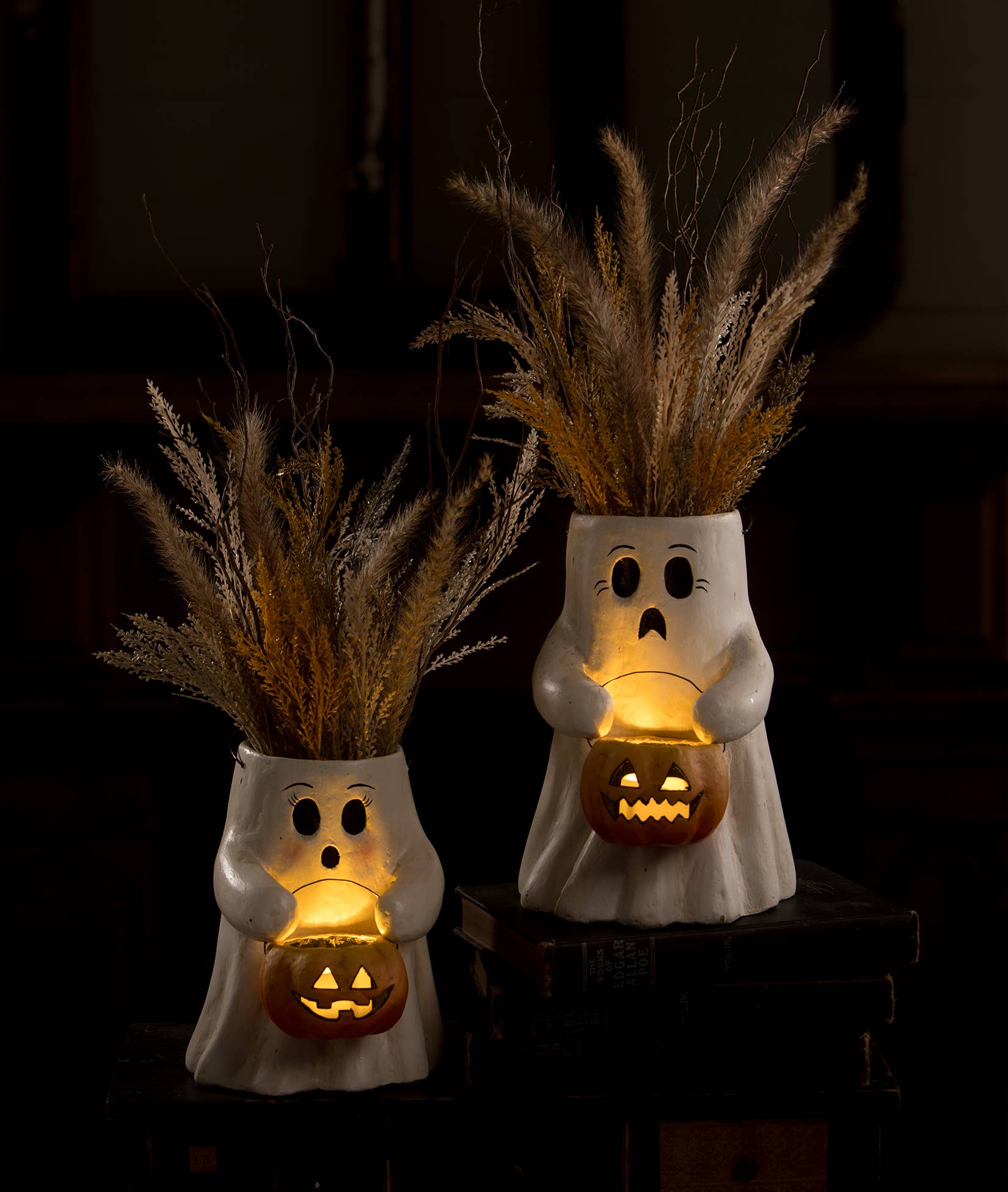 Sweet Boo With Pumpkin Bucket Paper Mache